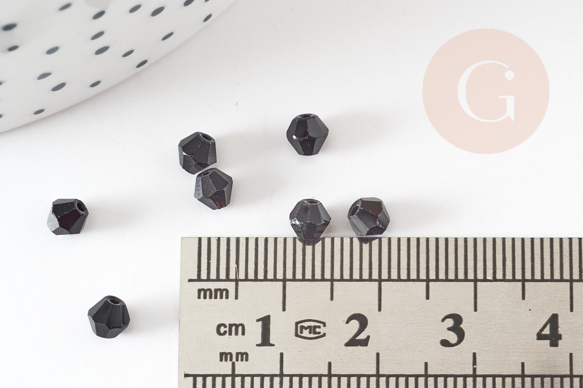 Gingerlily G9235 perles bicône verre noir 3mm 1g