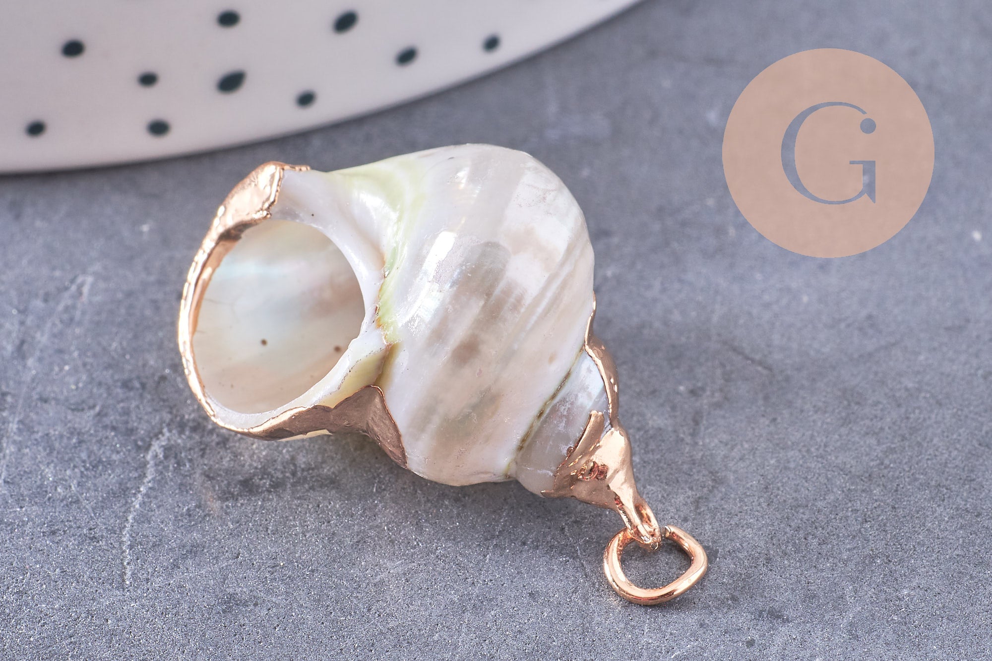 Gingerlily pendentif coquillage naturel conch 25-30mm x1 doré