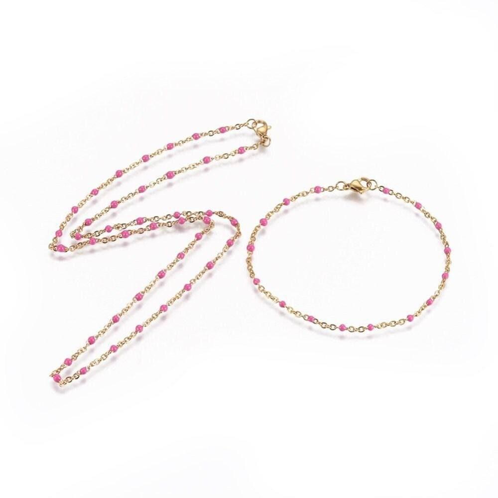 Gingerlily G4210 bracelet chaîne résine rose doré 20,5 cm