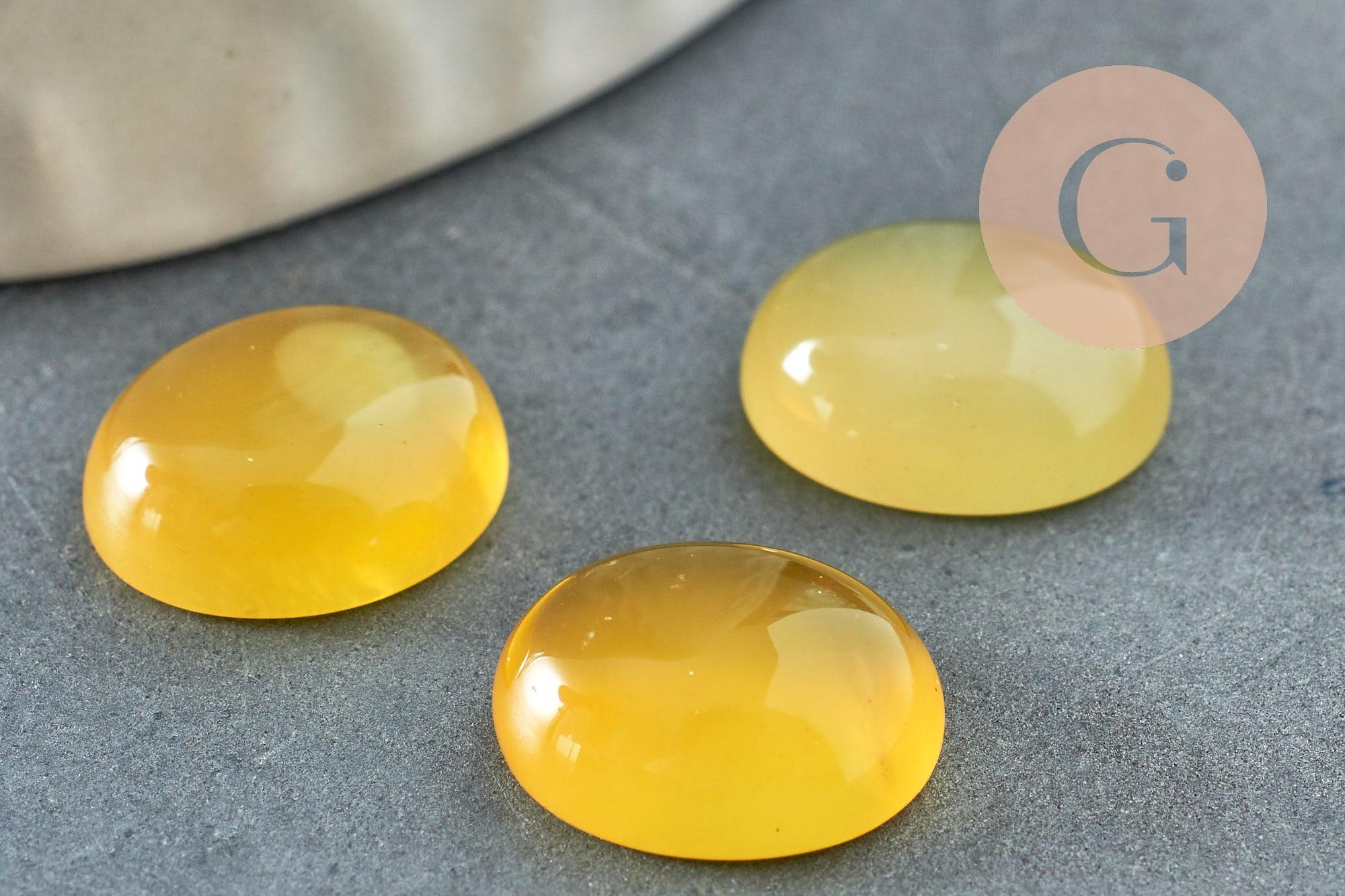 Gingerlily Cabochon ovale jade jaune 12x10mm à l'unité