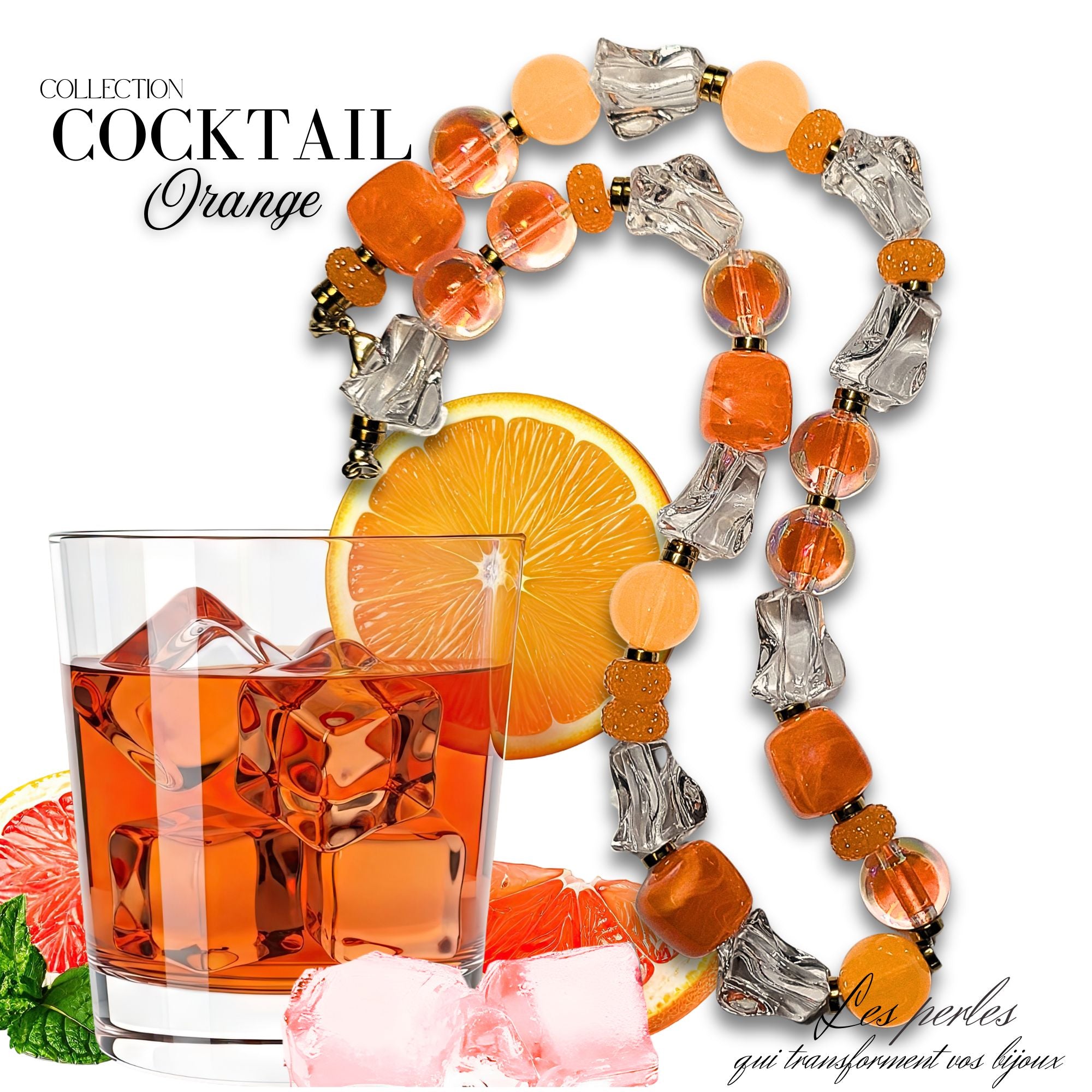 ARTSHOP Prêts-à-porter collier COCKTAIL orange kit 52 cm