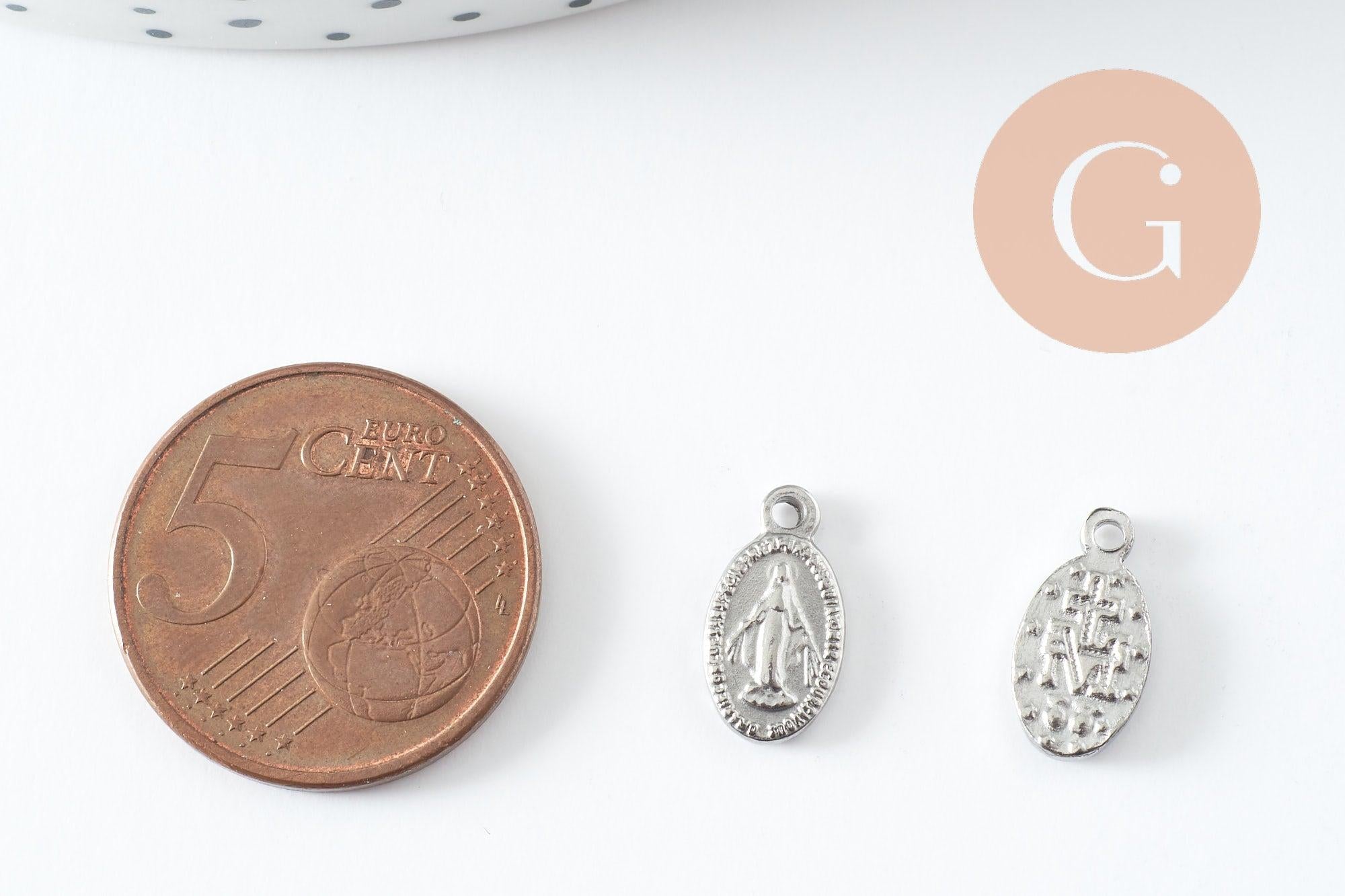 Gingerlily Médaille Vierge ovale platine 12,5mm x2