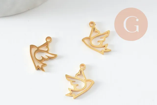 Gingerlily Colombe pendentif oiseau acier doré 14mm unité