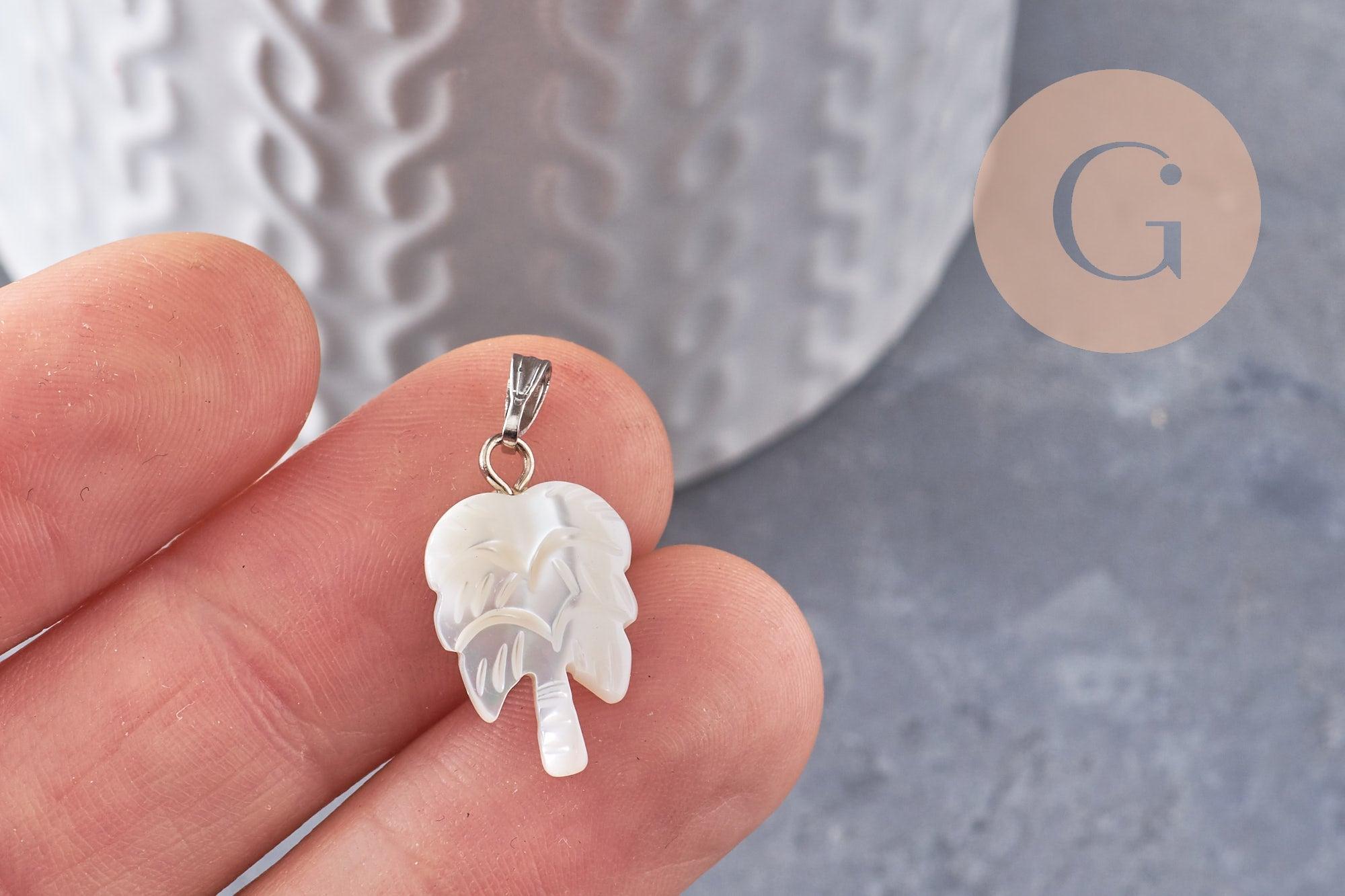 Gingerlily Pendentifs G9918 pendentif palmier nacre blanche 20,5mm