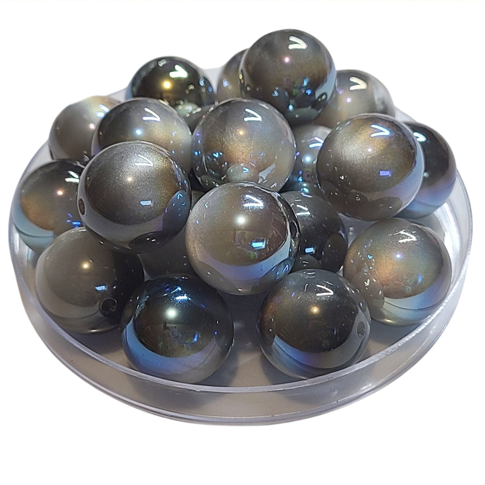ARTSHOP Boules 20MM 297 Gris AB perles oeil de chat x1