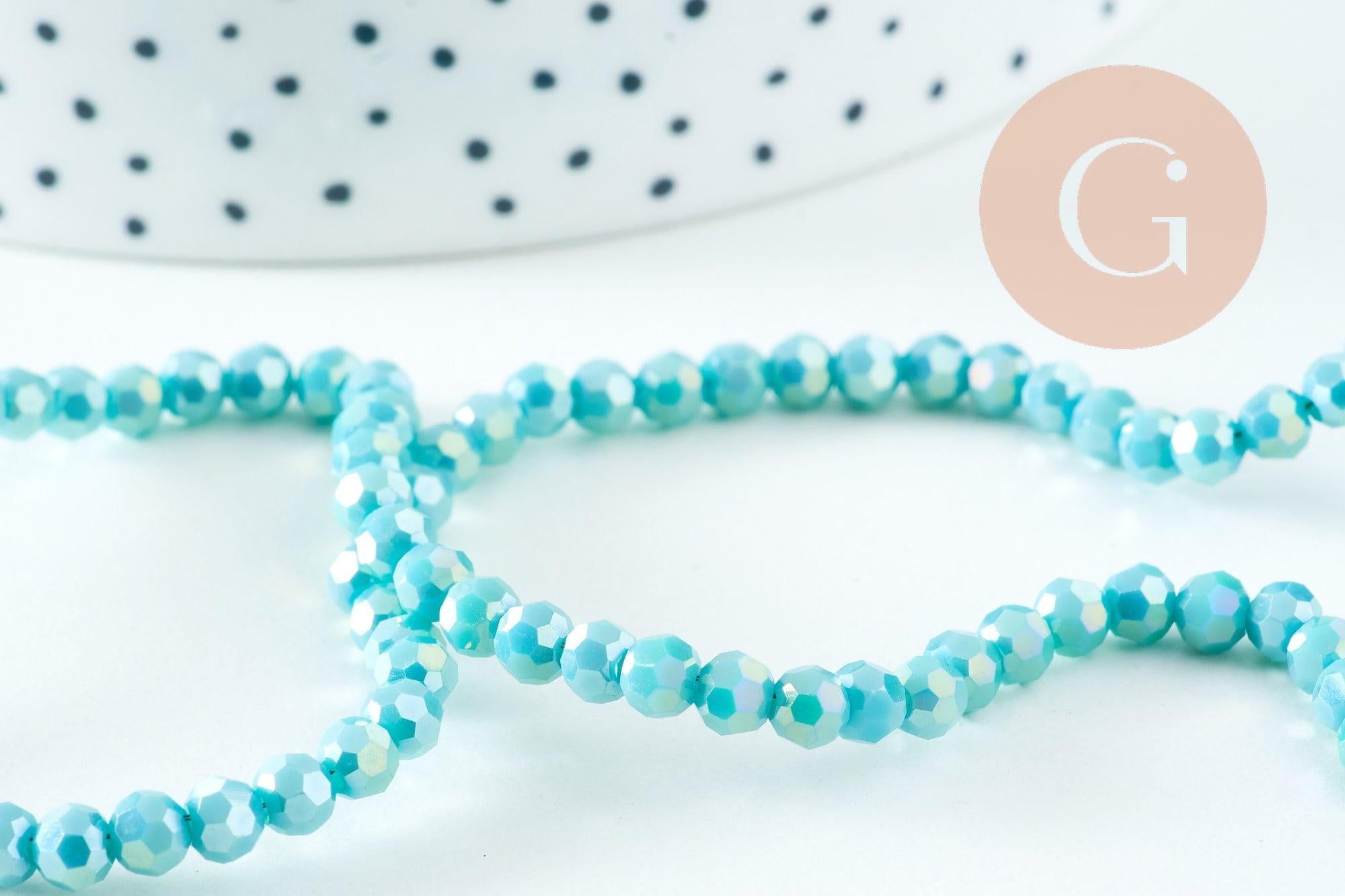 Gingerlily Perles cristal G10725 perles turquoise irisé 4mm fil