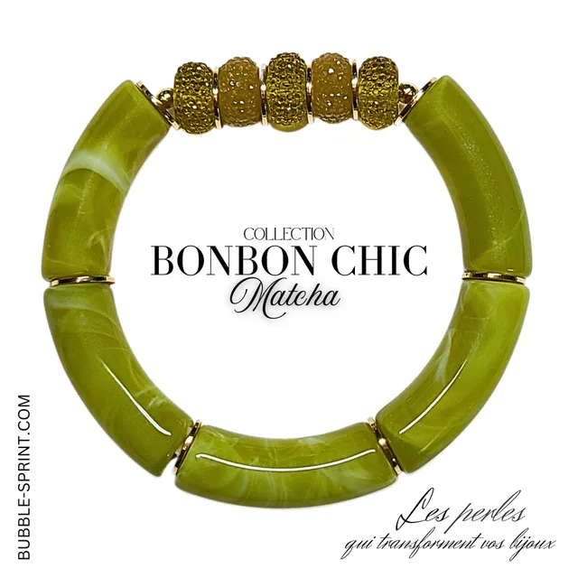 ARTSHOP Bonbon Chic Bracelet Matcha acrylique monté 5,5 cm