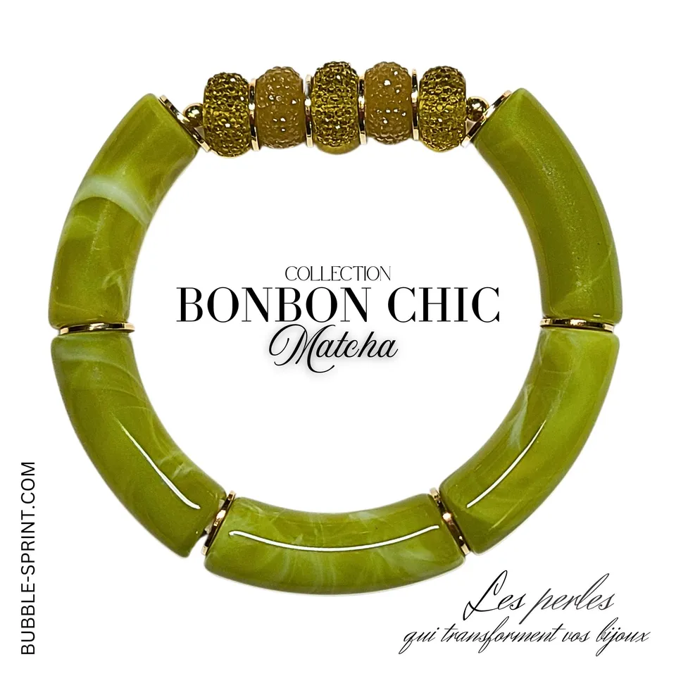 ARTSHOP Bonbon Chic Bracelet Matcha acrylique monté 5,5 cm