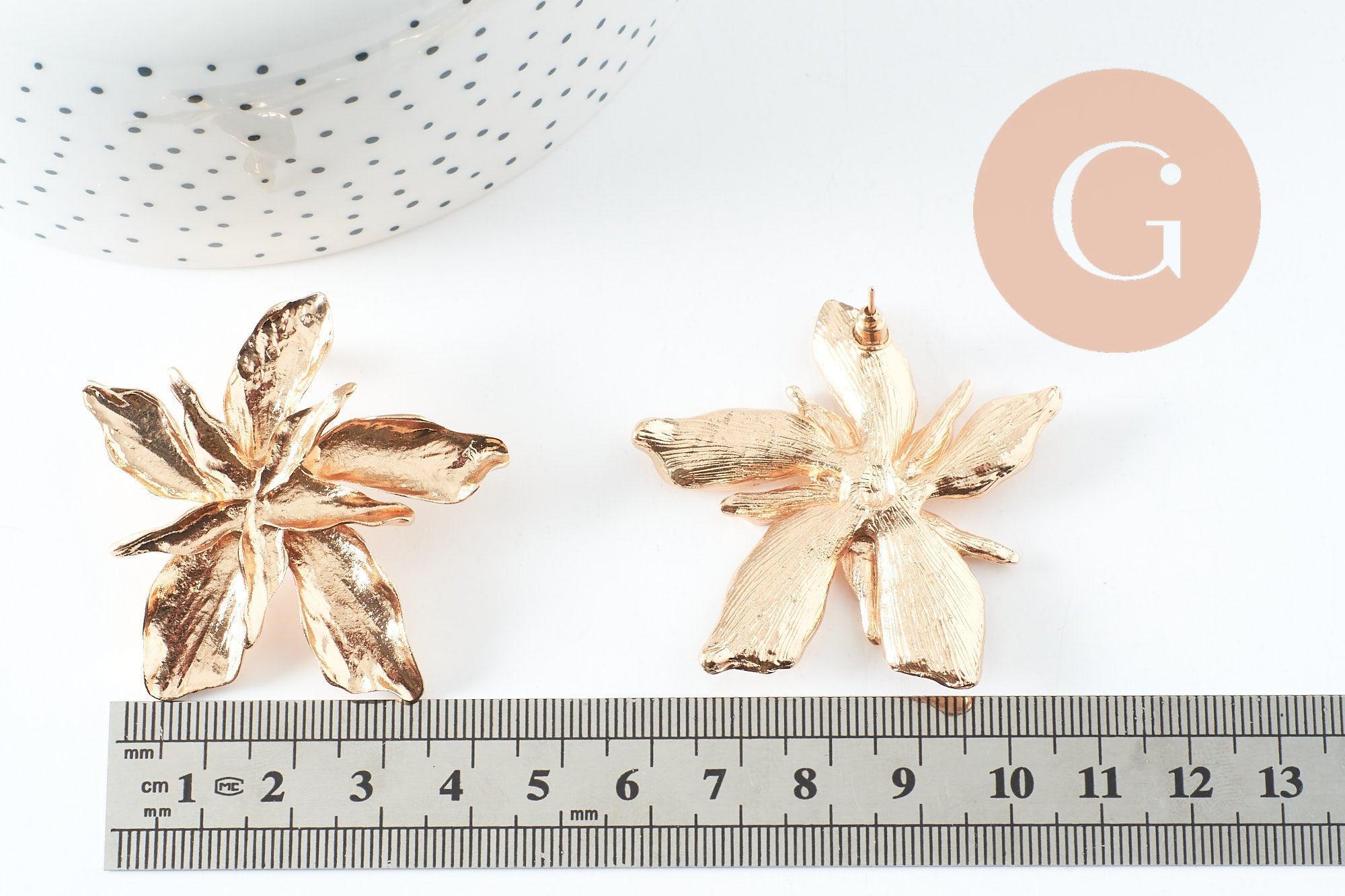 Gingerlily Boucles fleur XXL G9655 zamac doré la paire