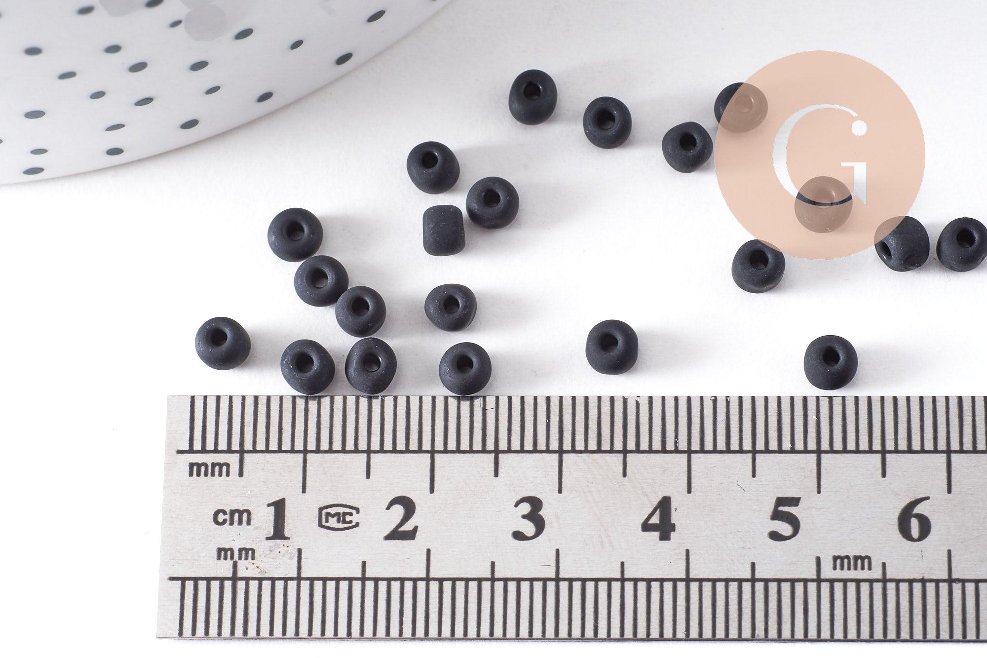 Gingerlily Perles DIY G10400 perle rocaille verre noir mat 4mm 10g