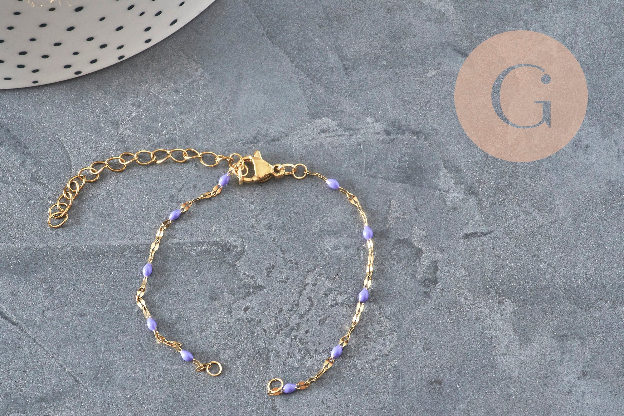 Gingerlily G11364 base bracelet chaîne violette doré 14,3cm