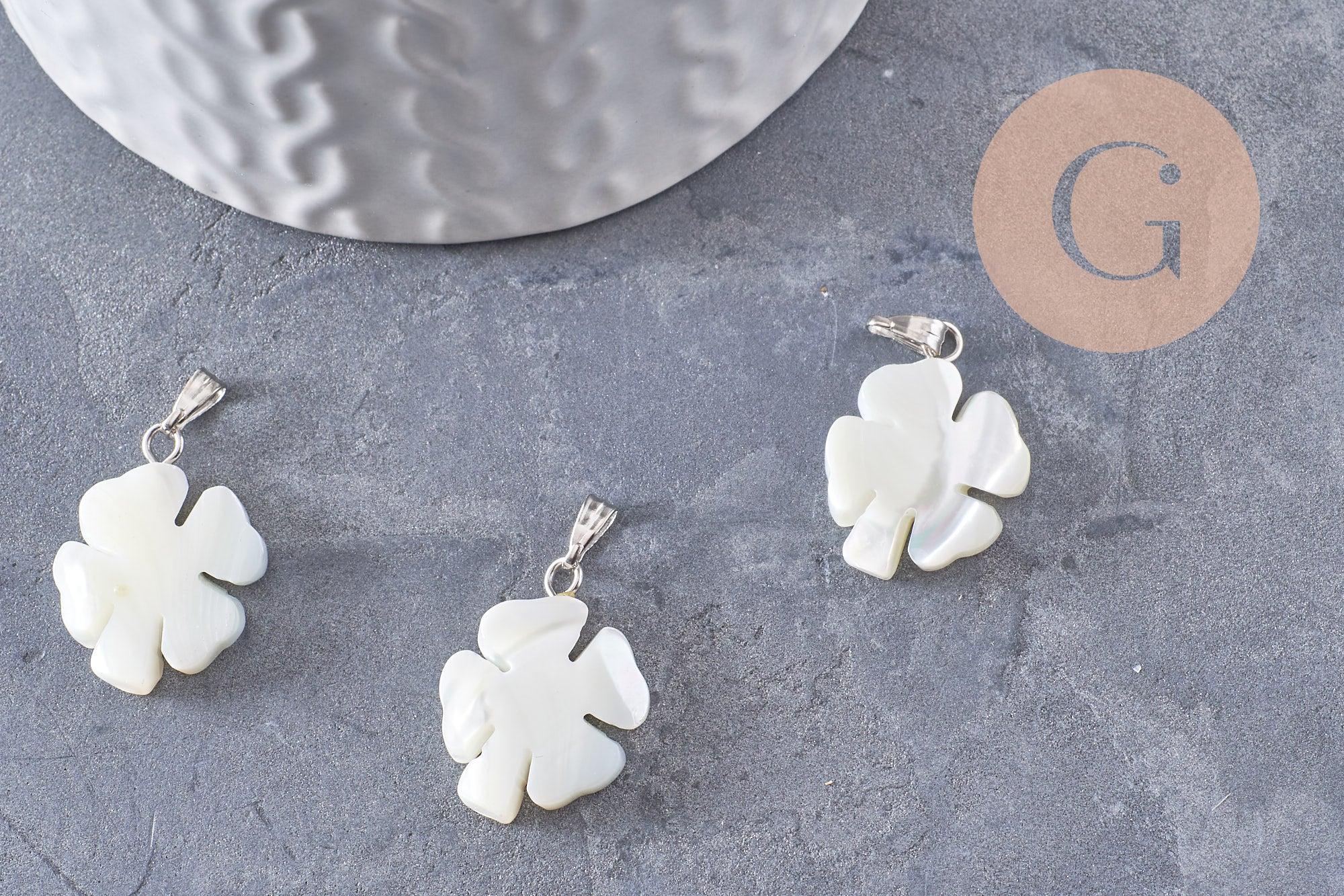 Gingerlily Pendentifs G9920 pendentif trèfle nacre blanc 20mm