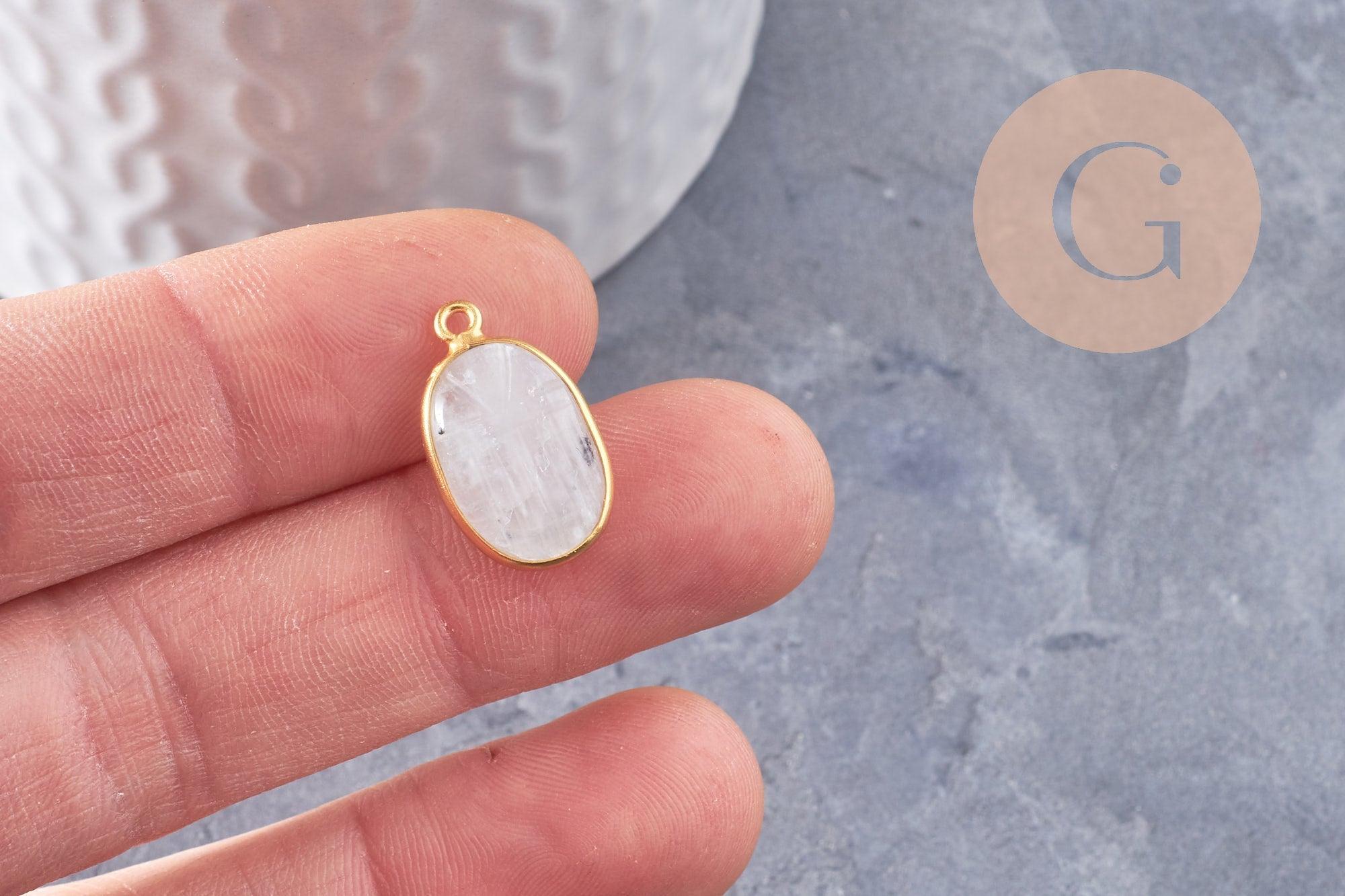 Gingerlily Pendentif scarabée pierre de lune G9864 argent doré 20mm