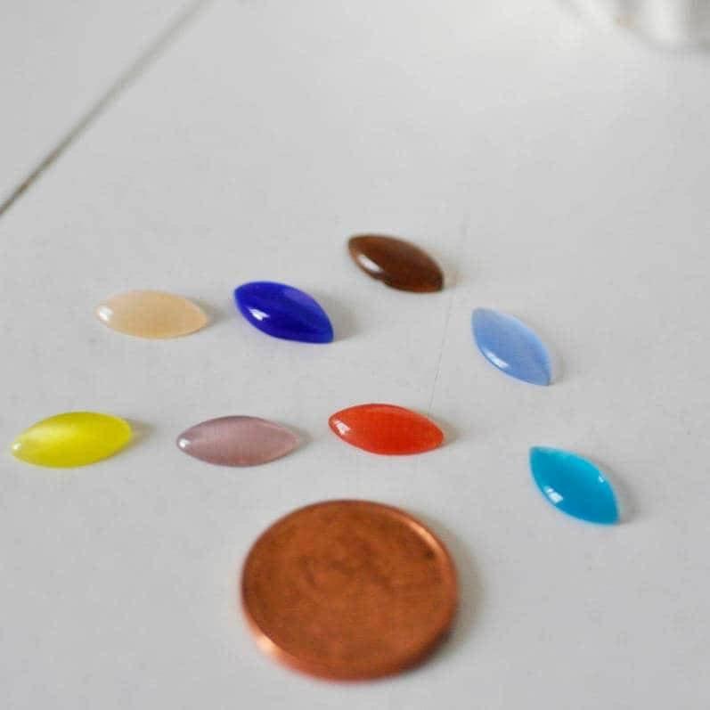 Gingerlily cabochon verre oeil de chat marquise 12x6mm lot 20 multicolore