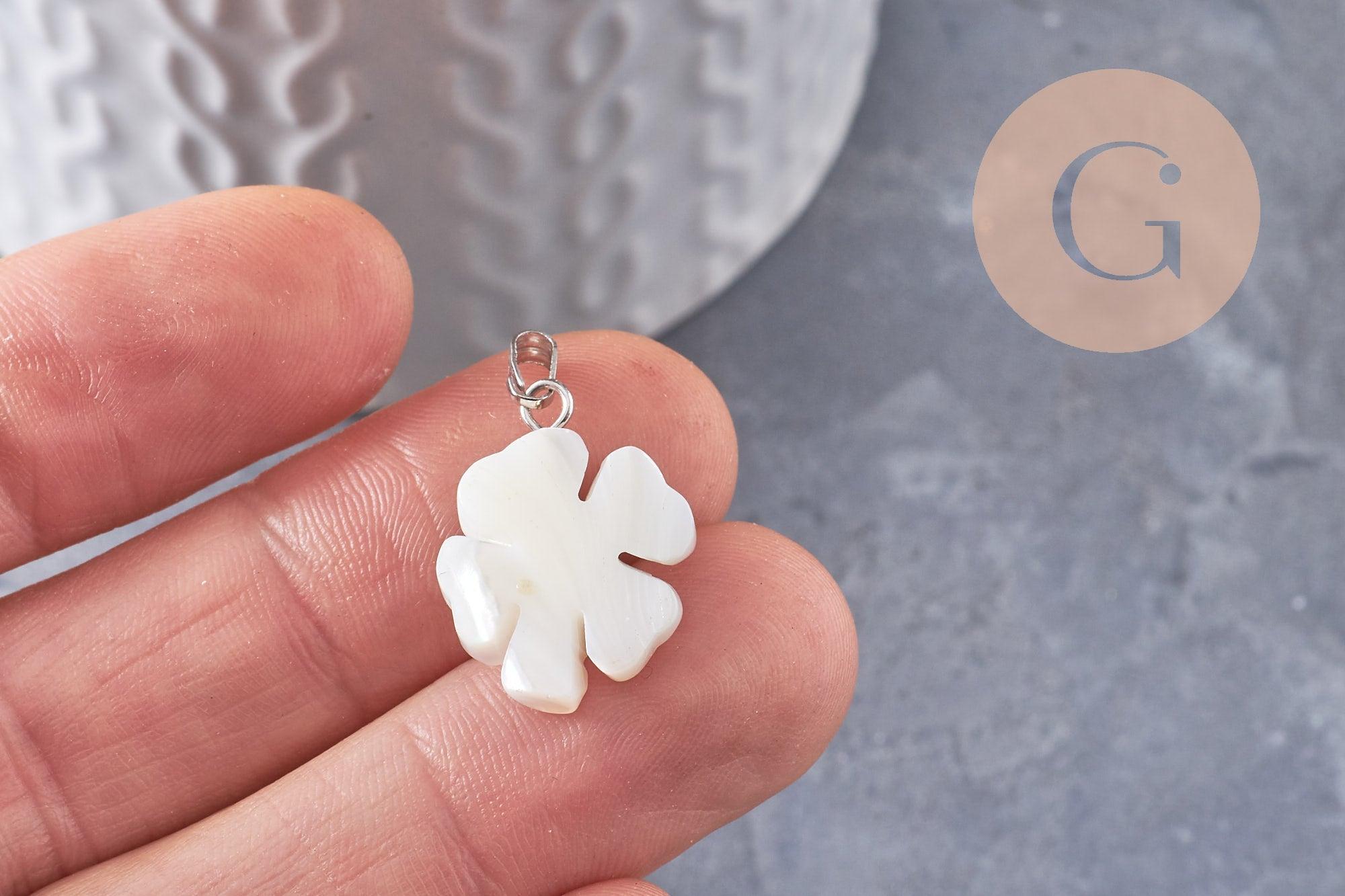 Gingerlily Pendentifs G9920 pendentif trèfle nacre blanc 20mm