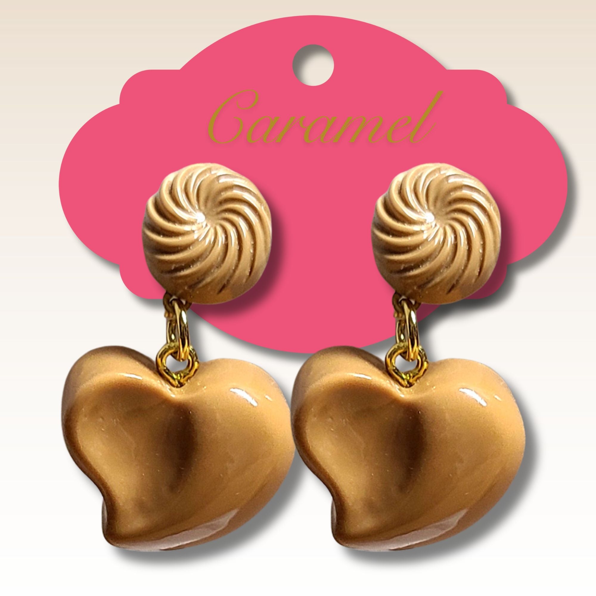 ARTSHOP Bijoux en KITS kit boucles coeurs caramel résine