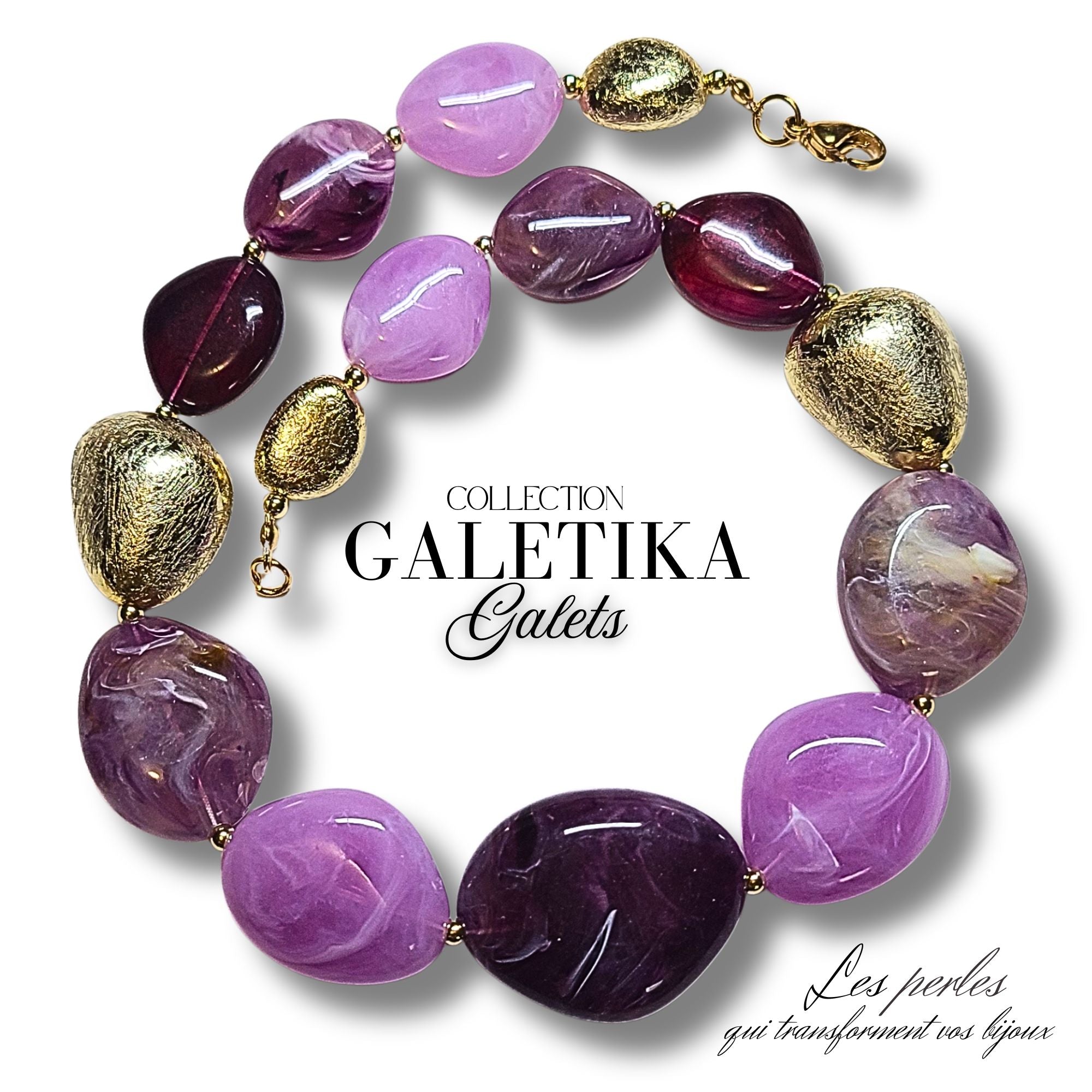 ARTSHOP Tika Galets Acryliques 23MM Lilas Marbré x10
