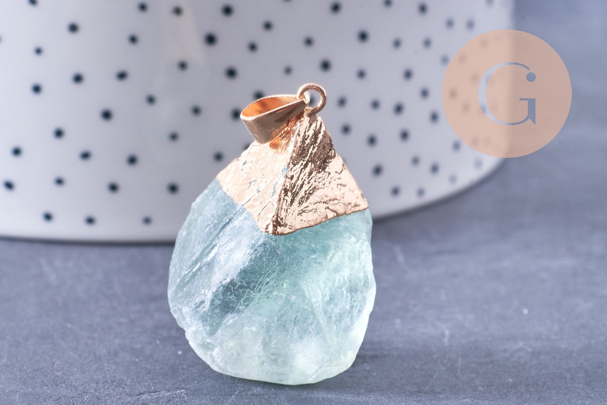 Gingerlily Pendentifs fluorite brute doré 24-25mm x1