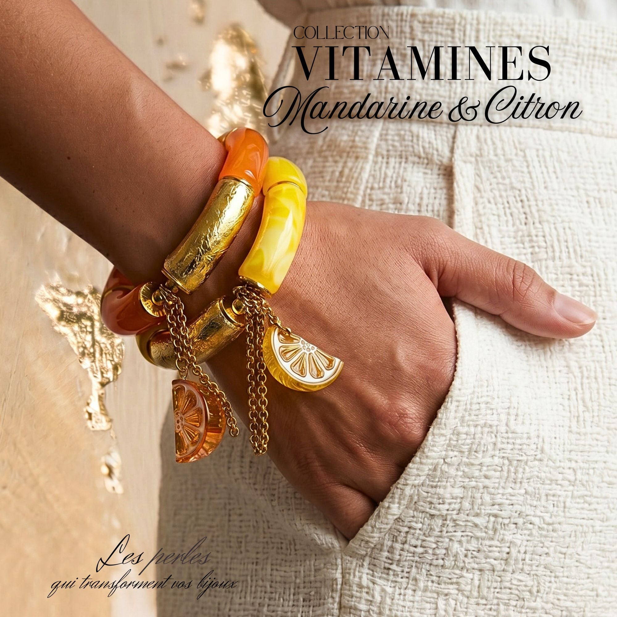 ARTSHOP Vitamines bracelet signature orange monté acrylique