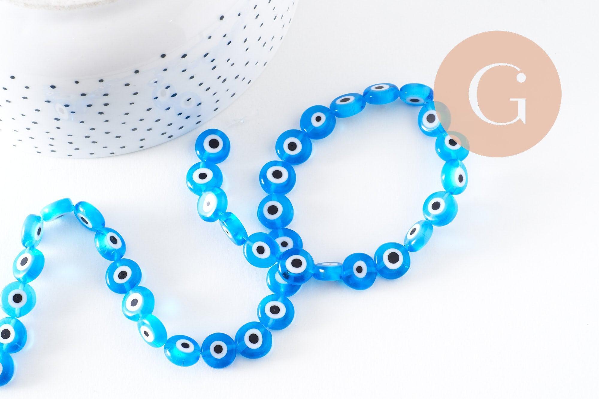 Gingerlily Oeil G2121 perle verre bleu mauvais oeil 10mm fil
