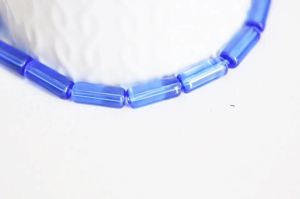 Gingerlily Perles tube G3198 verre bleu roi 15 mm fil de 12