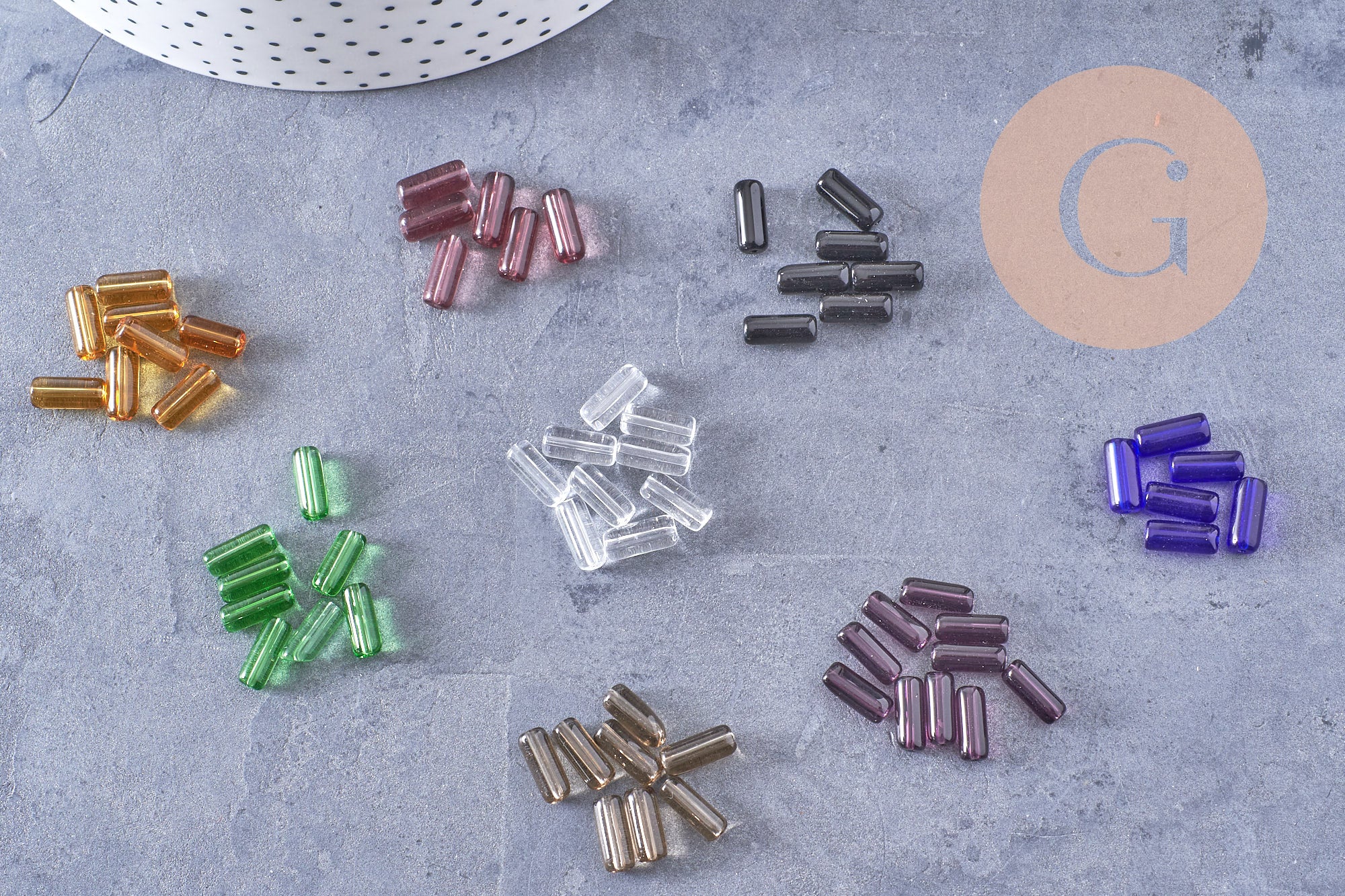Gingerlily G1082 perles tube verre coloré 10mm lot 20