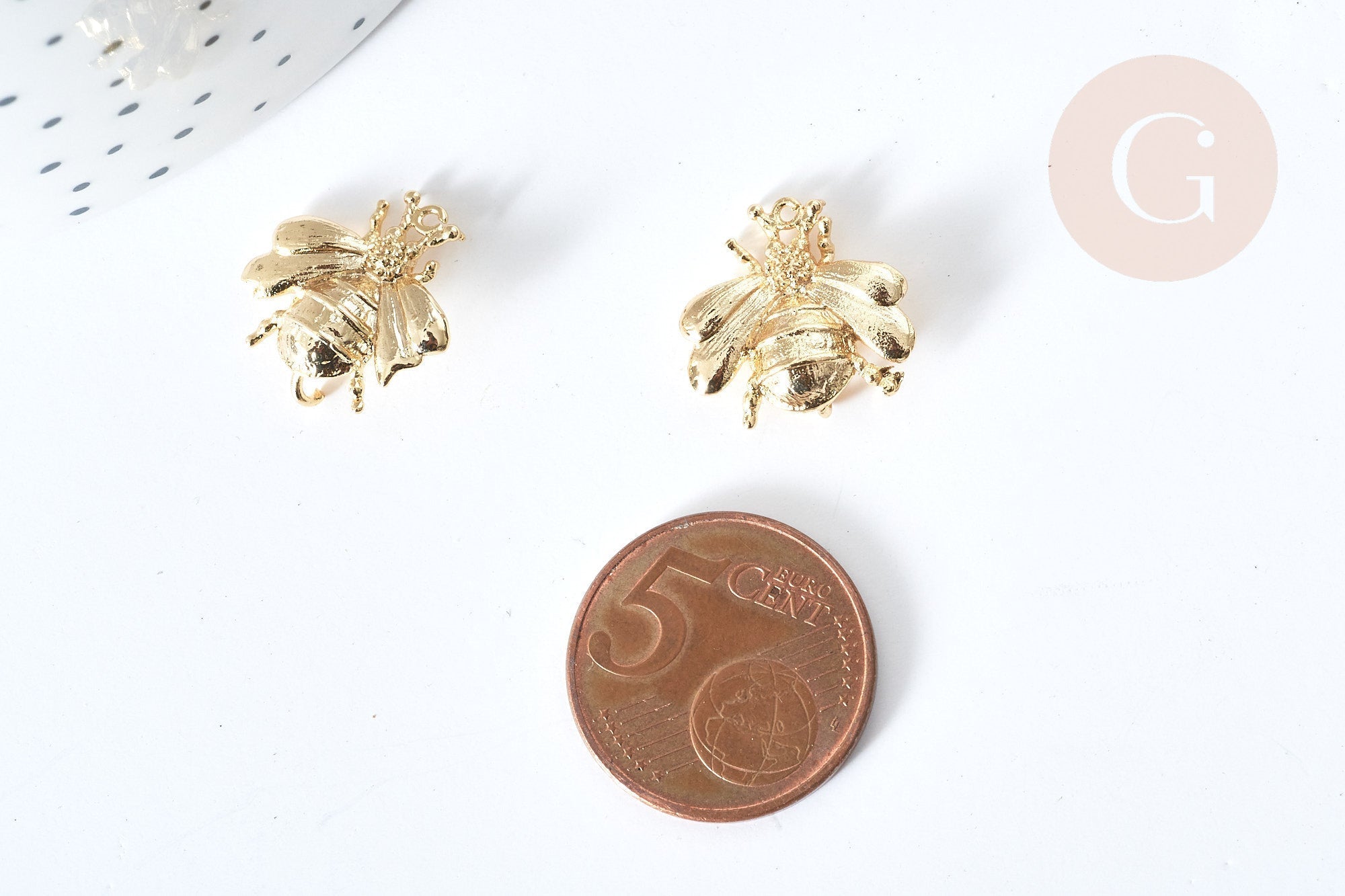 Gingerlily G8076 pendentif abeille 16mm laiton doré x1