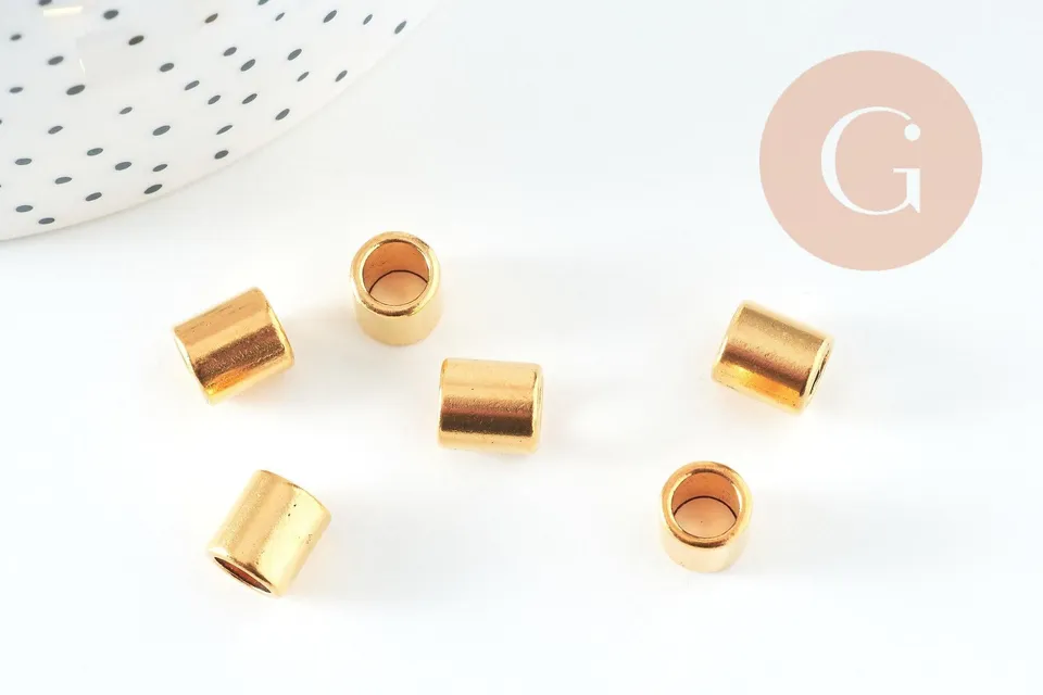 Gingerlily Perles G10741 perles tube zamac doré 9mm x50