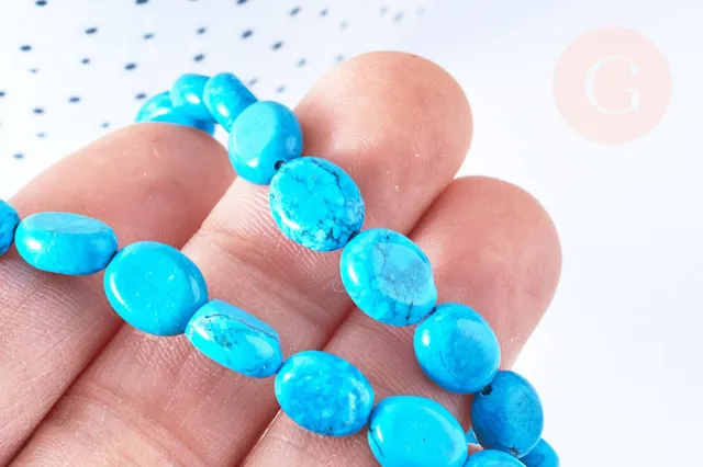 Gingerlily Pierre Perles howlite turquoise ovale 11mm fil 40cm