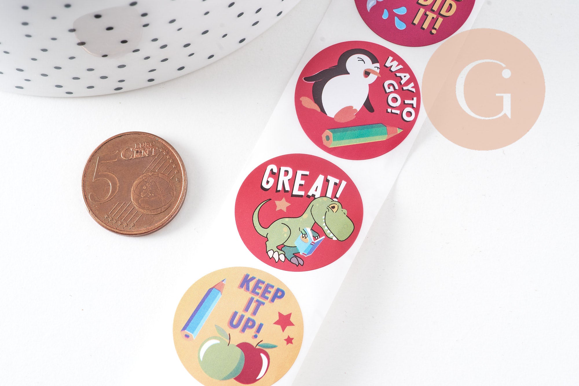 Gingerlily Stickers encouragements anglais animaux 30mm x500