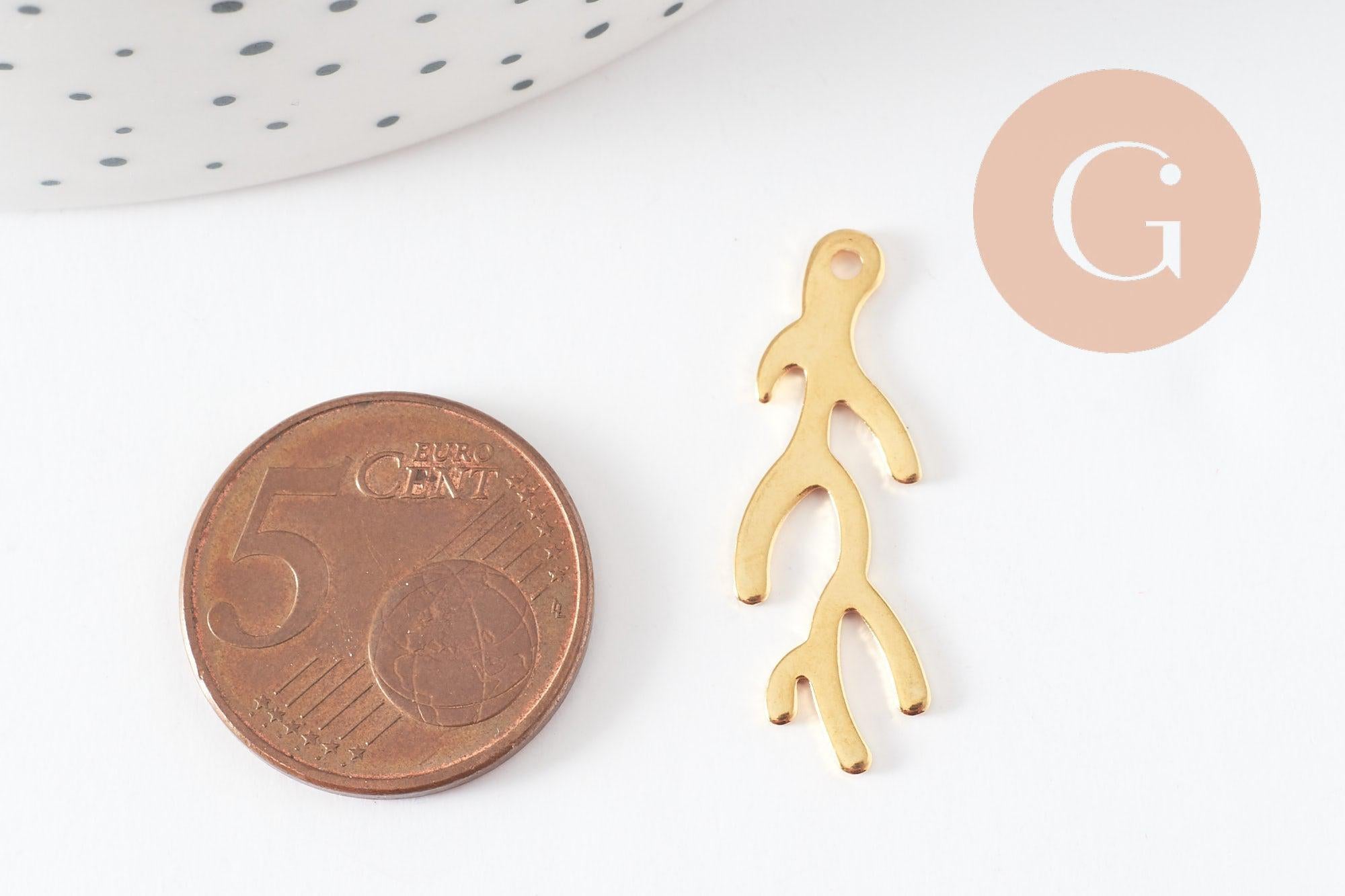 Gingerlily G9672 pendentif corail acier doré 28mm x1