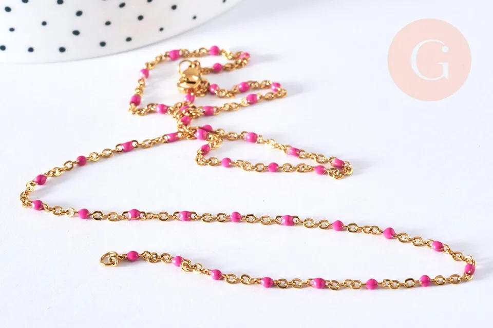 Gingerlily G4210 bracelet chaîne résine rose doré 20,5 cm