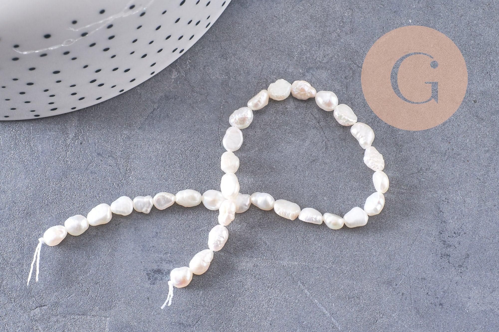 Gingerlily Perles keshi G10540 eau douce 5-6mm fil 18cm
