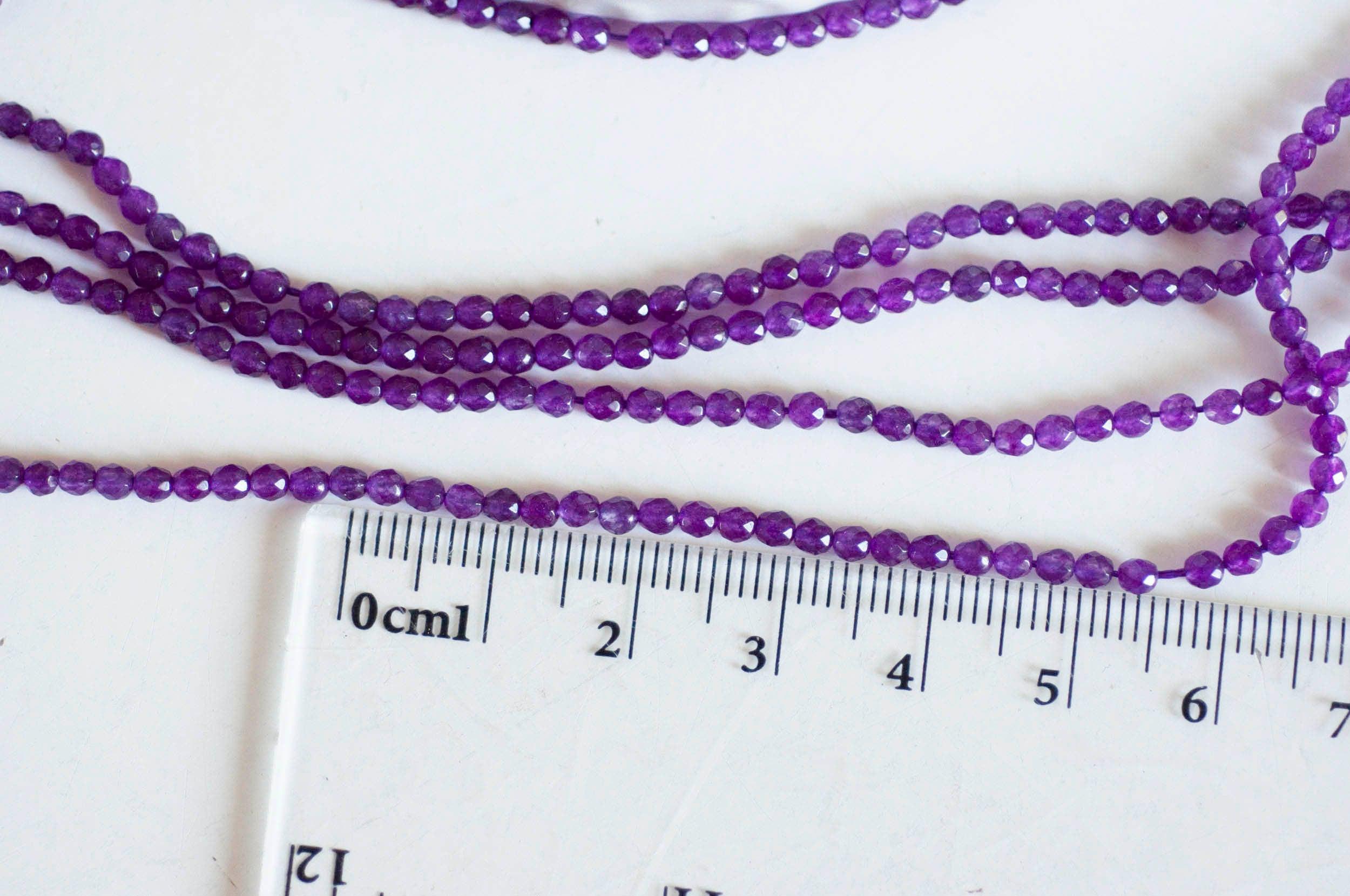 Gingerlily Perles jade violet facetté 2mm fil 180 perles