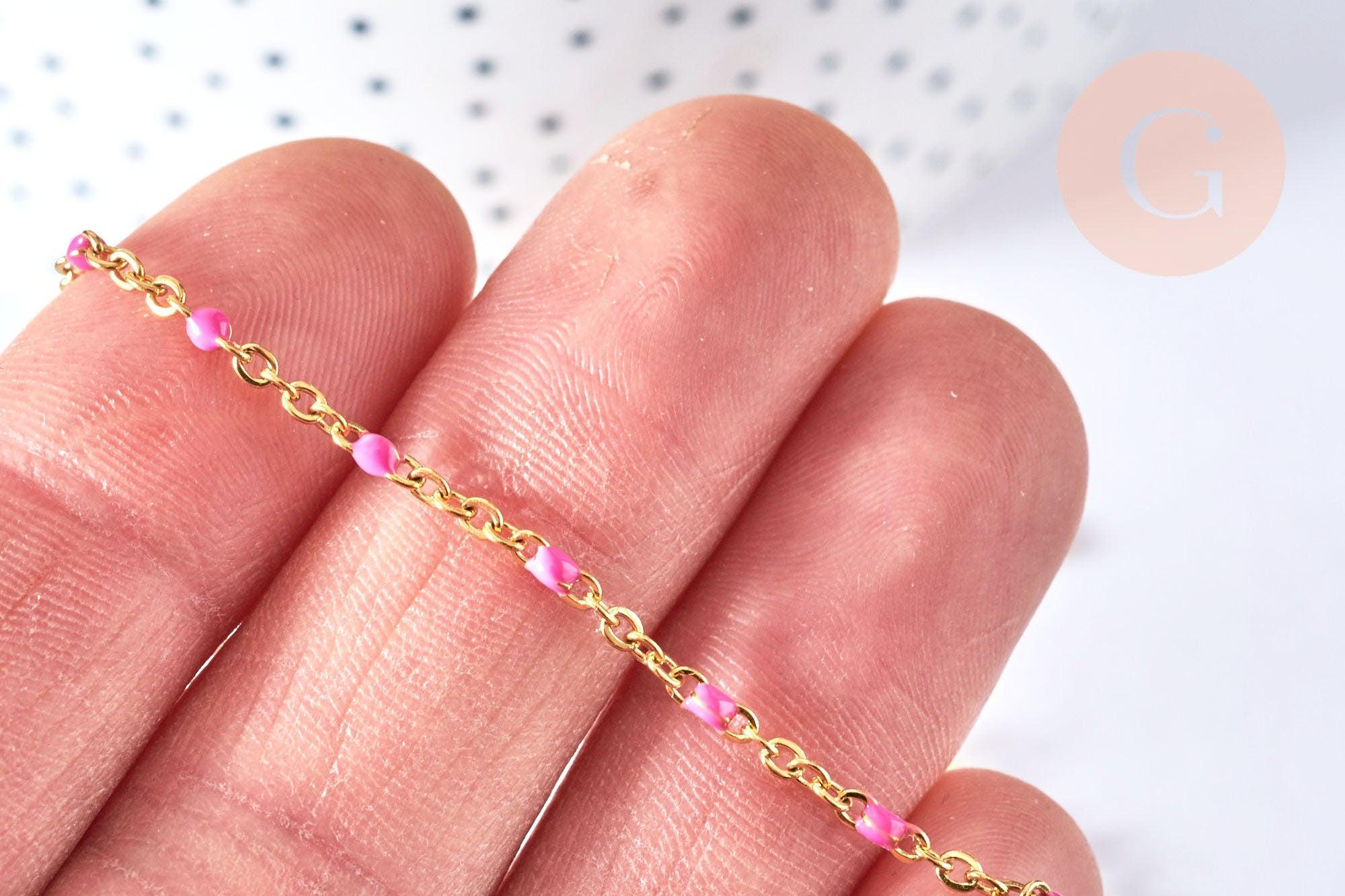 Gingerlily G4210 bracelet chaîne résine rose doré 20,5 cm