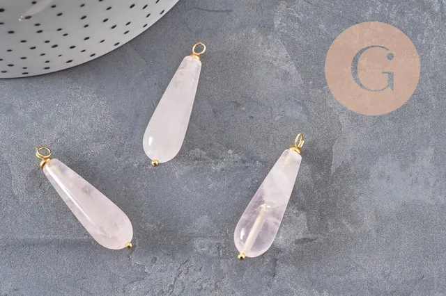 Gingerlily Pendentifs G11052 pendentif goutte quartz rose 38mm