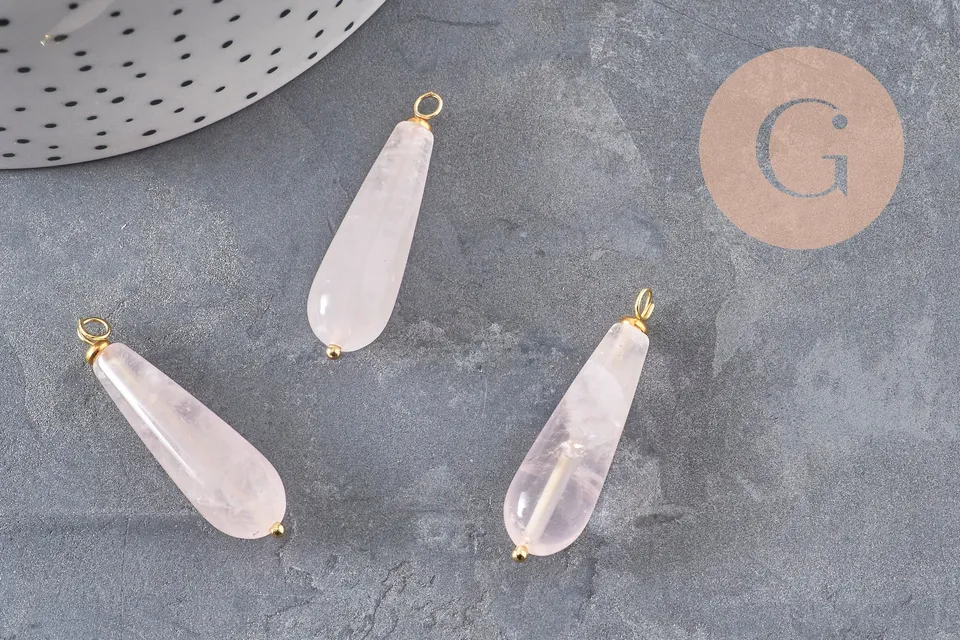 Gingerlily Pendentifs G11052 pendentif goutte quartz rose 38mm