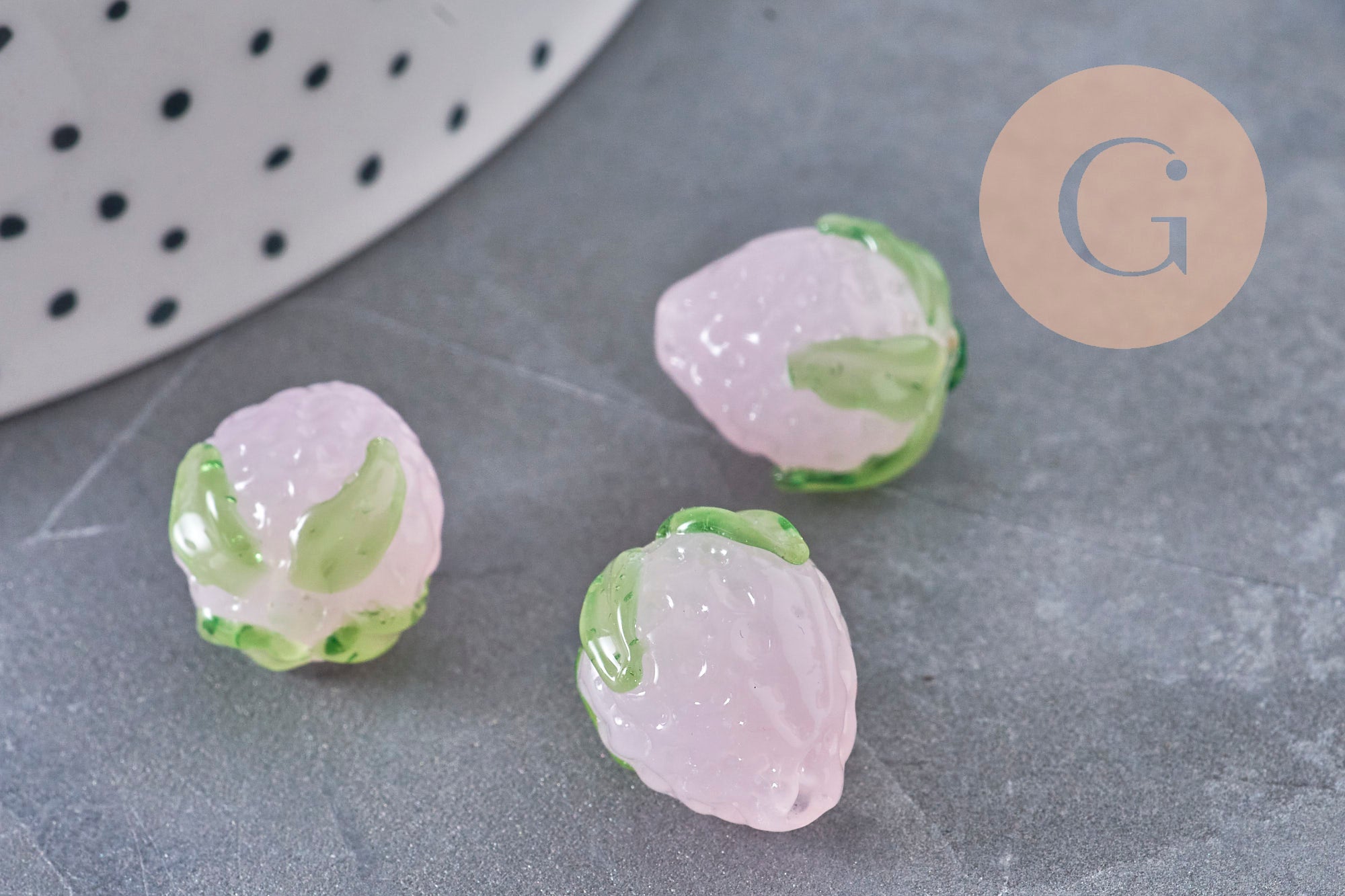 Gingerlily Perle fraise verre tchèque 15mm rose