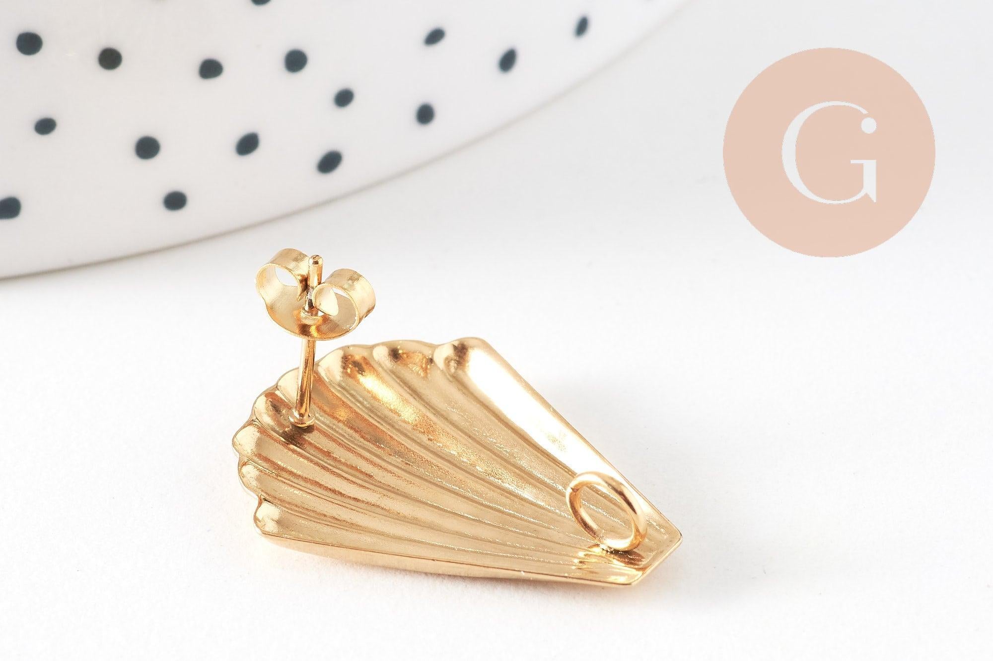 Gingerlily Pendentifs G10756 clous coquillage doré 26mm la paire