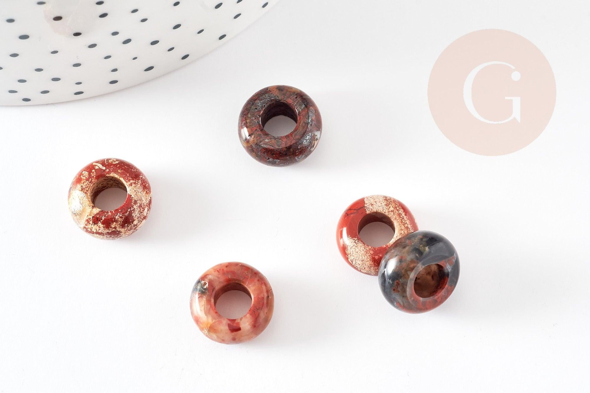 Gingerlily Perles G9211 rondelle donut jaspe marron 14mm x2