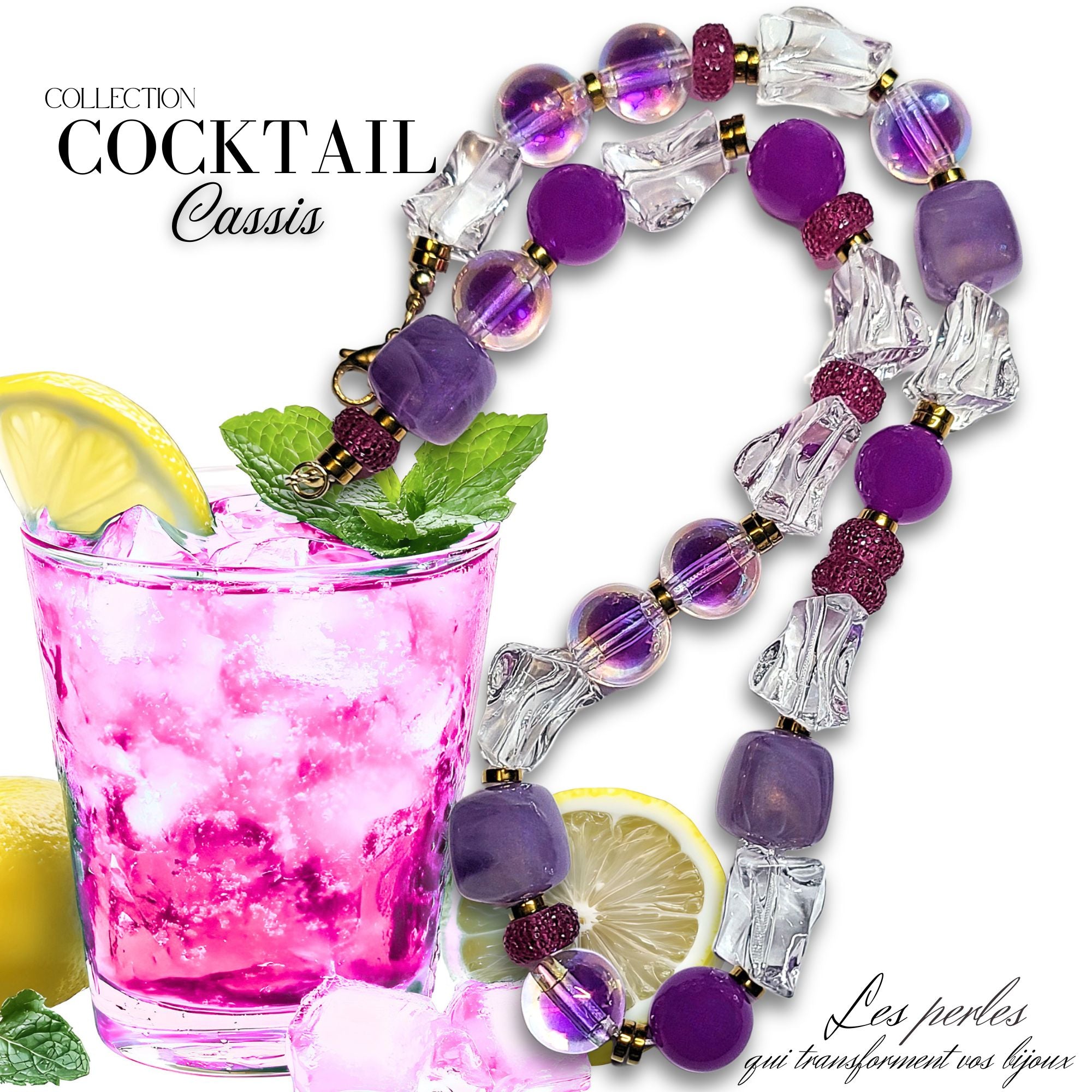 ARTSHOP Cocktail collier cassis 52 cm monté