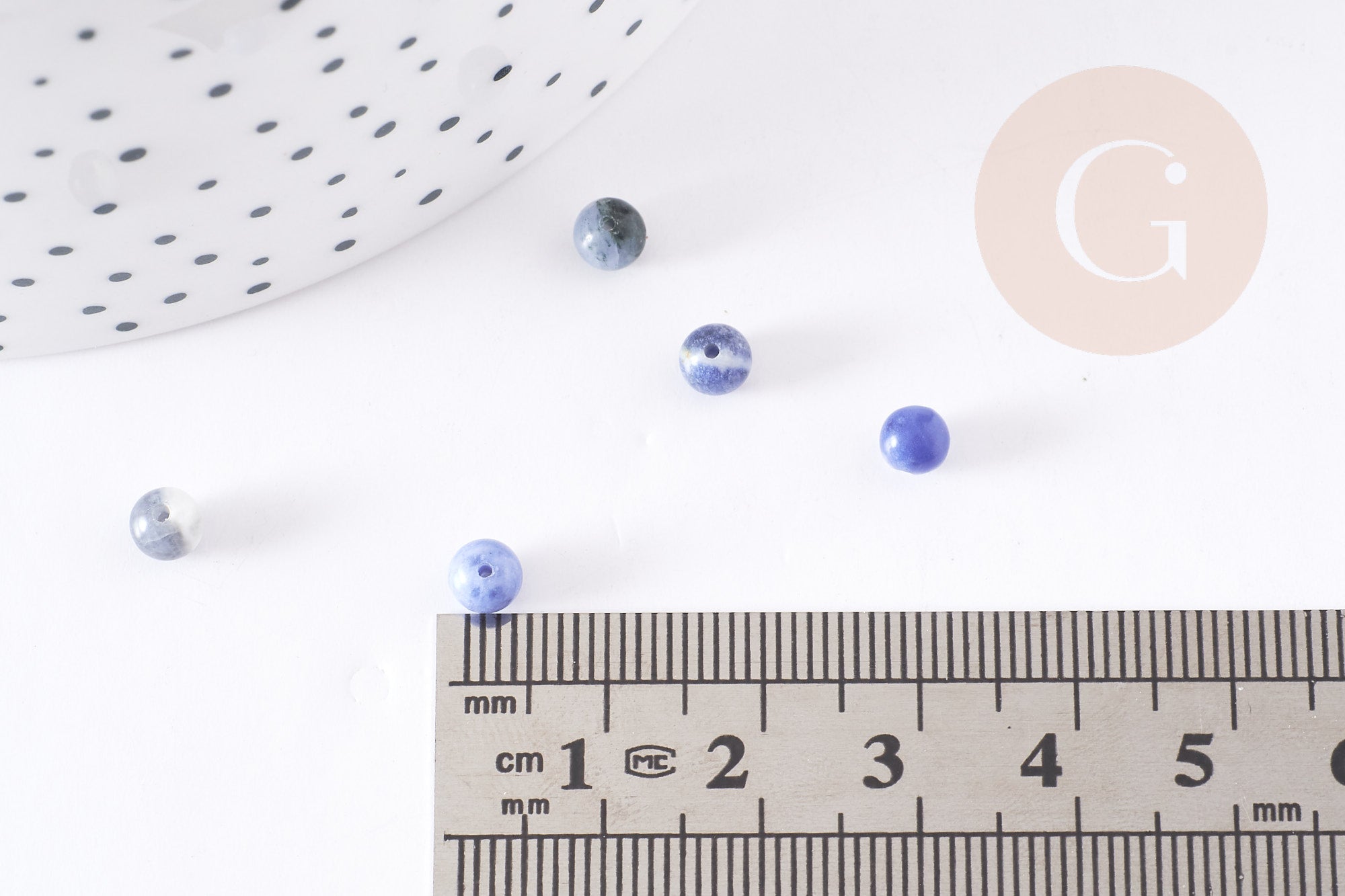 Gingerlily Perles sodalite perles pierre naturelle 4mm x50 bleu marbré