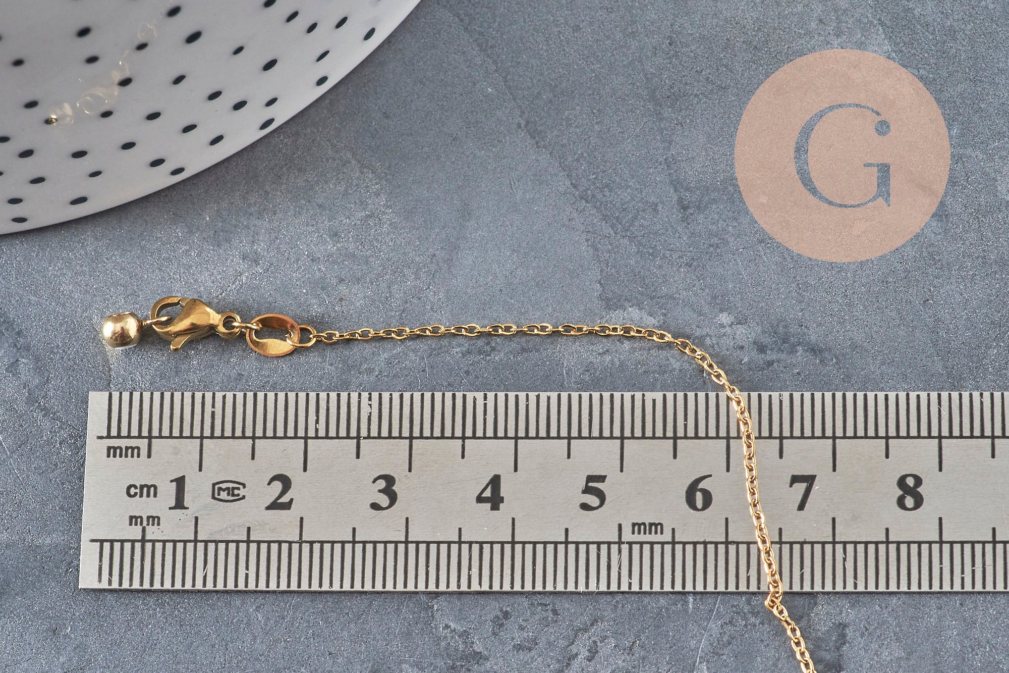 Gingerlily Chaîne Collier Forçat Acier Doré Réglable 2mm 51cm