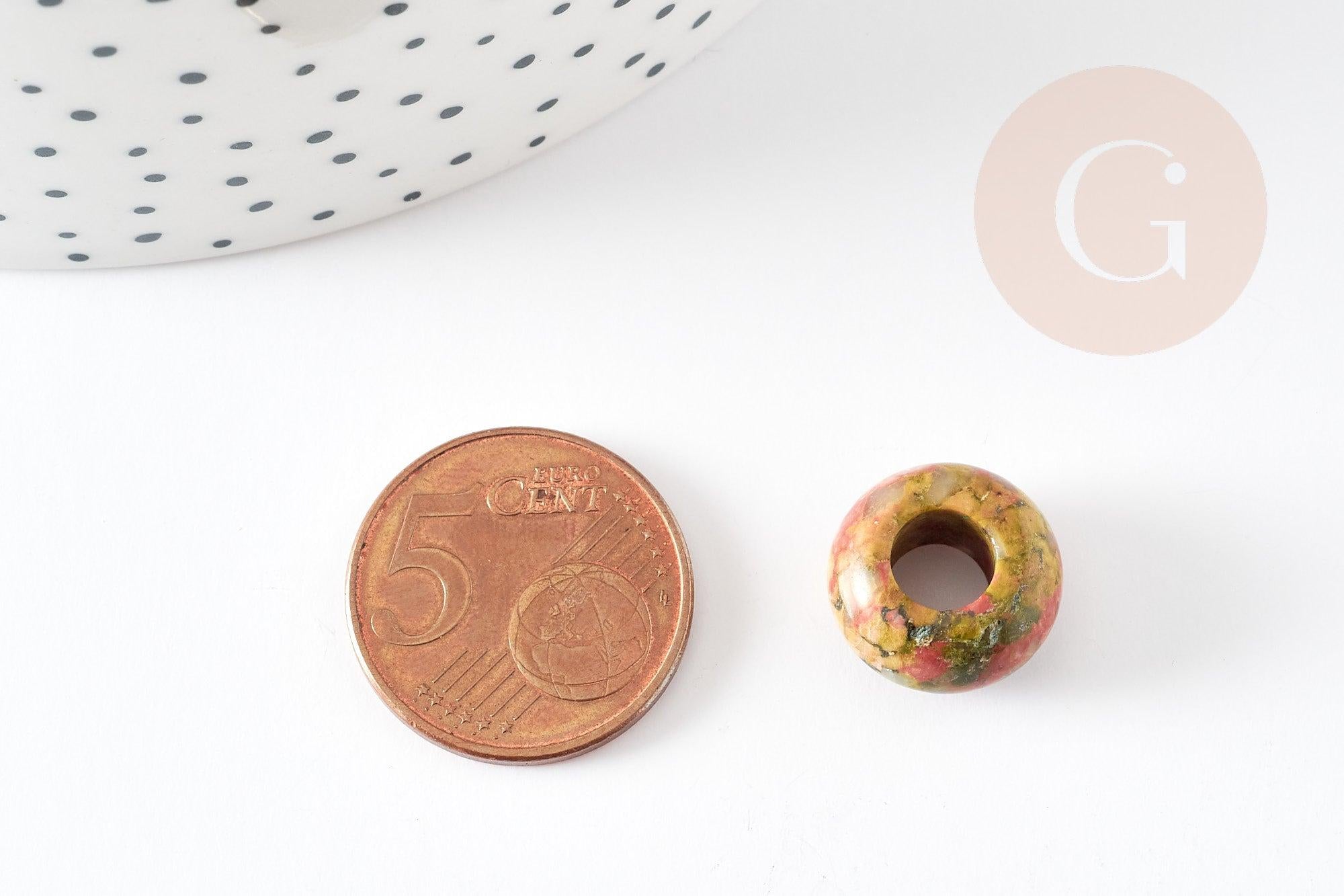 Gingerlily Perles Rondelle Donut Unakite 14mm x2 vert