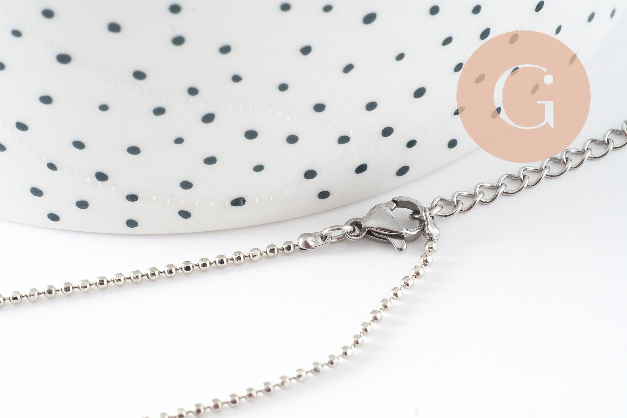 Gingerlily chaîne boule collier acier 1,5 mm 45,5 cm