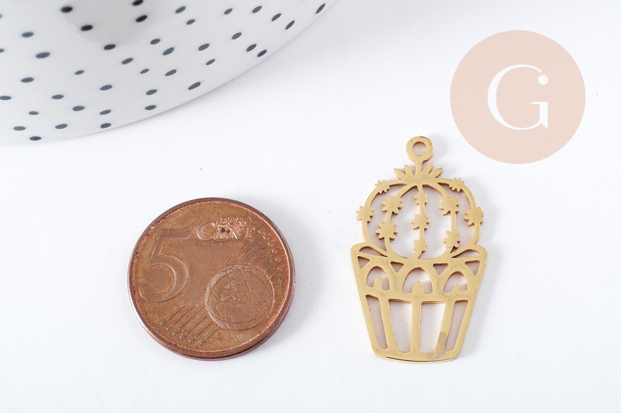 Gingerlily G5692 pendentif cactus doré 30 mm