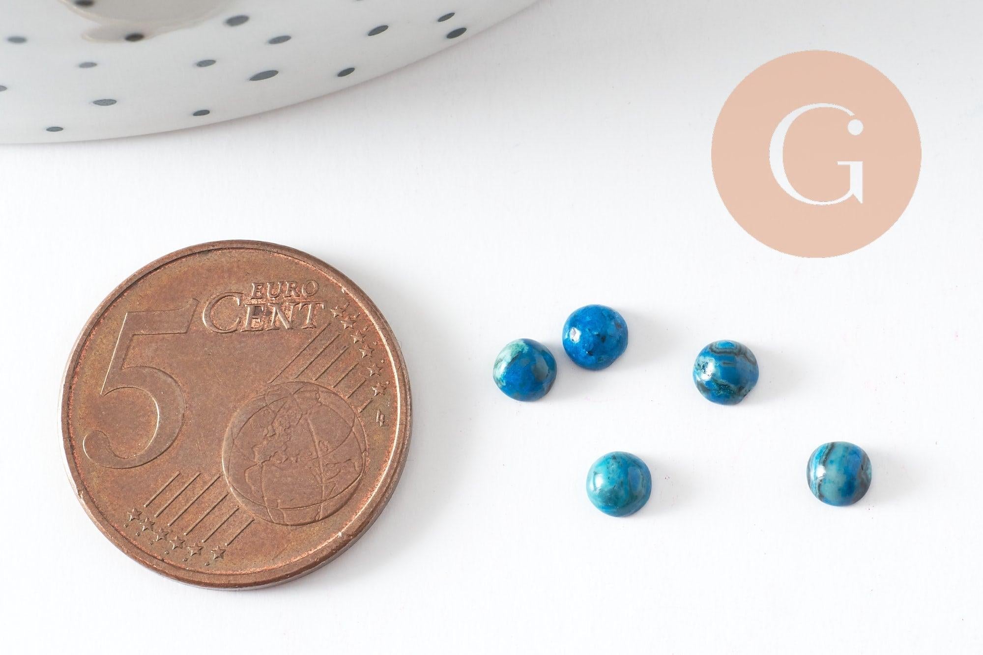 Gingerlily Pierres naturelles G10032 cabochon rond bleu 4mm