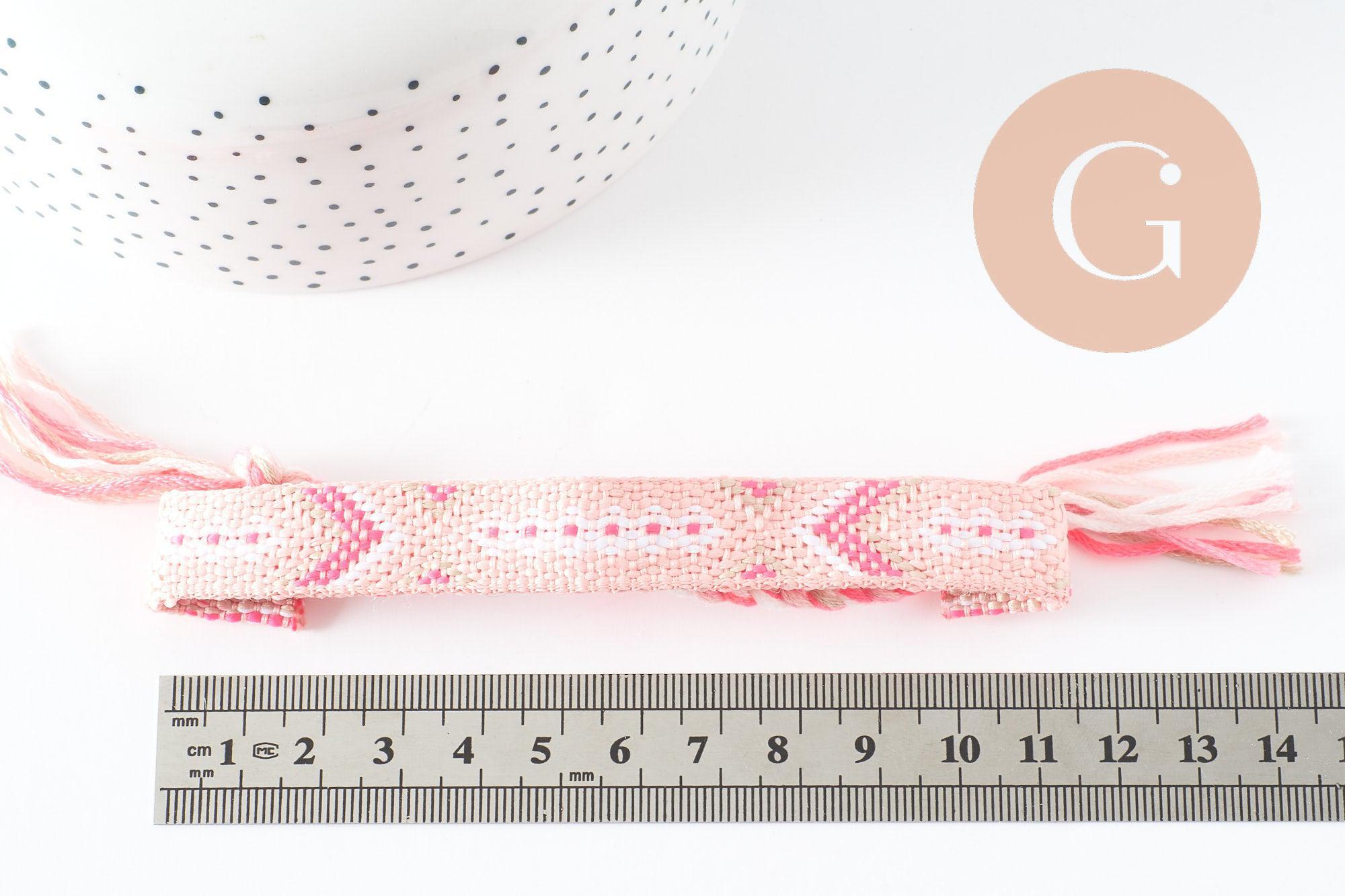 Gingerlily Bracelet brésilien tissé rose réglable