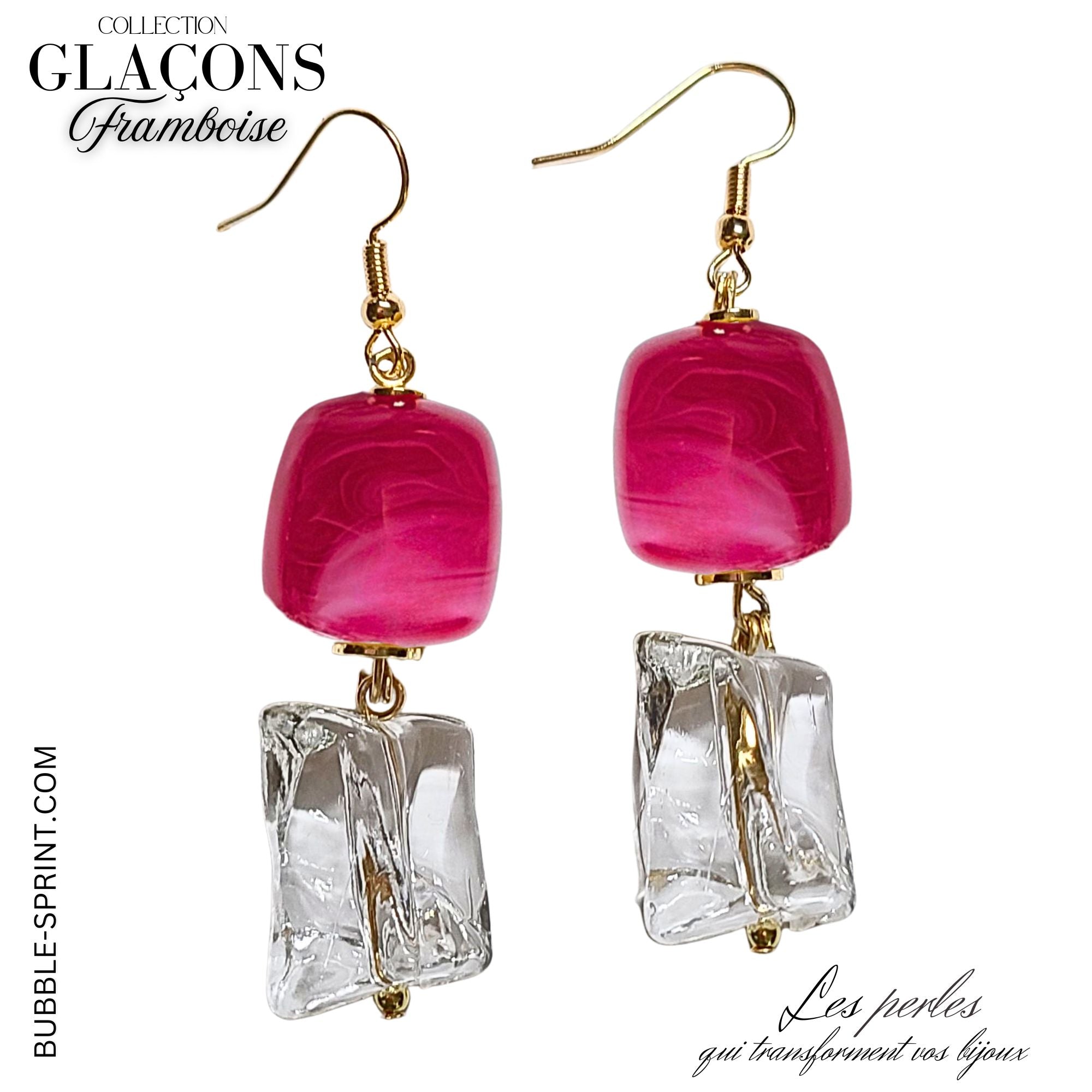 ARTSHOP Glaçons Framboise boucles d'oreilles kit 6 cm