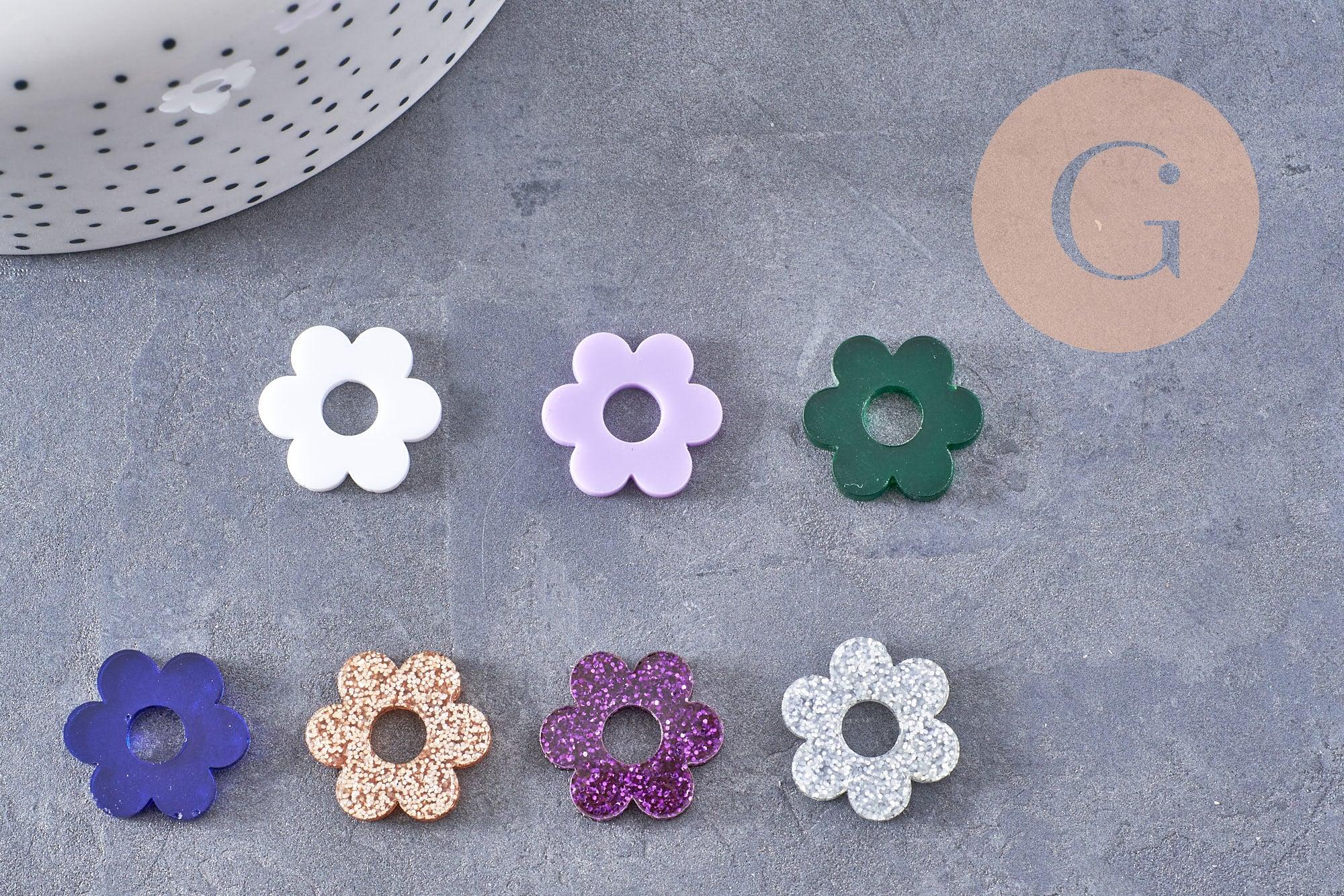 Gingerlily pendentif fleur G10271 acrylique 20mm x4 paillettes